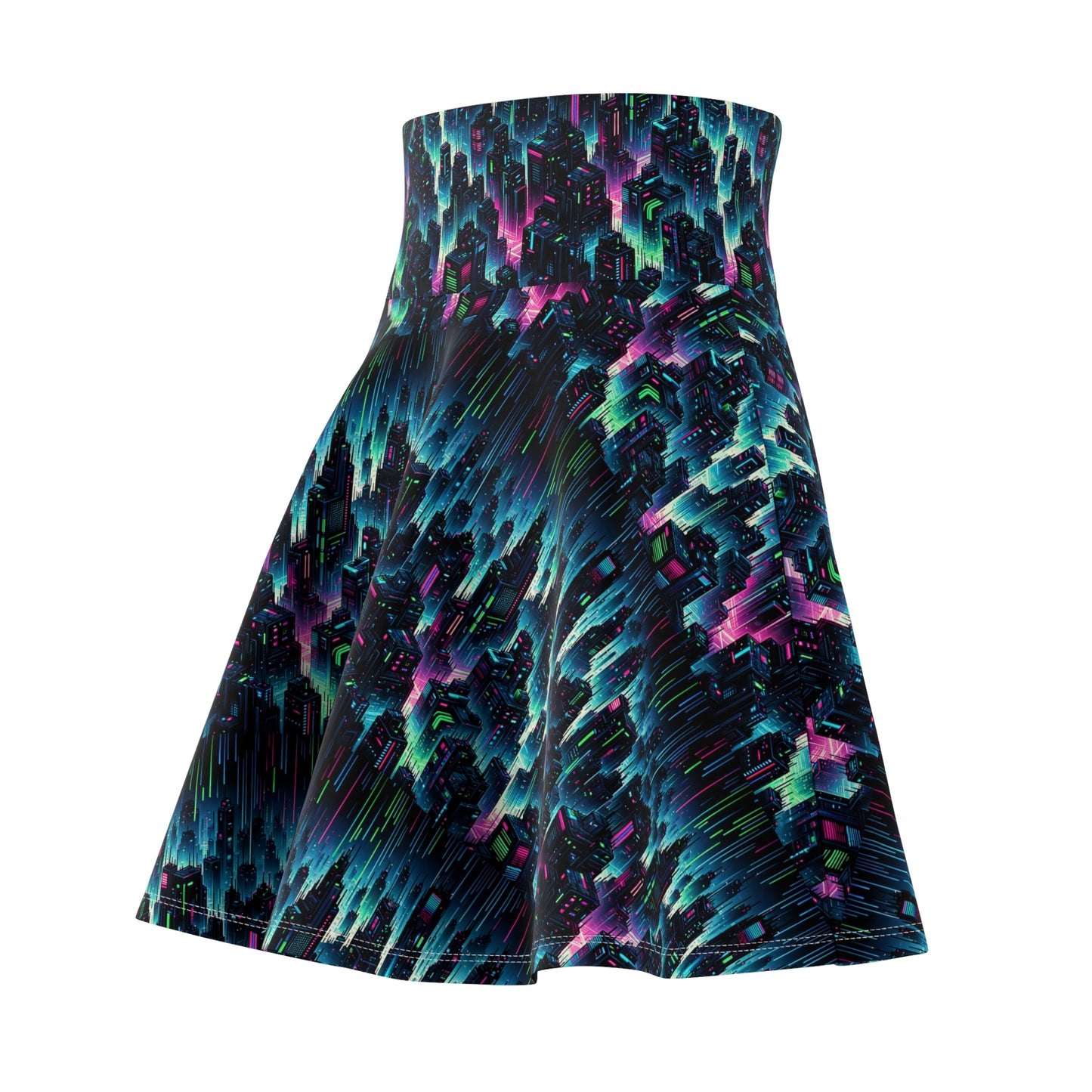 Tech Noir Graphics Cyberpunk Tech Aesthetic Women's Skater Skirt - 8404 Design-53