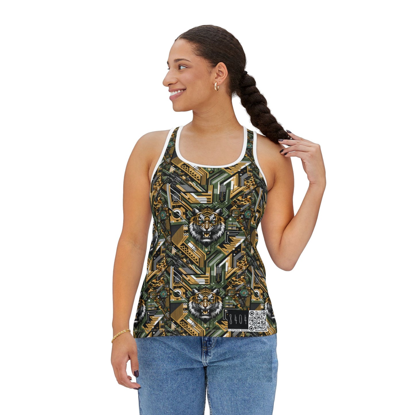 Neo-Camo Fusion Tech-Forward Streetwear Women's Tank Top - 8404 Design-58