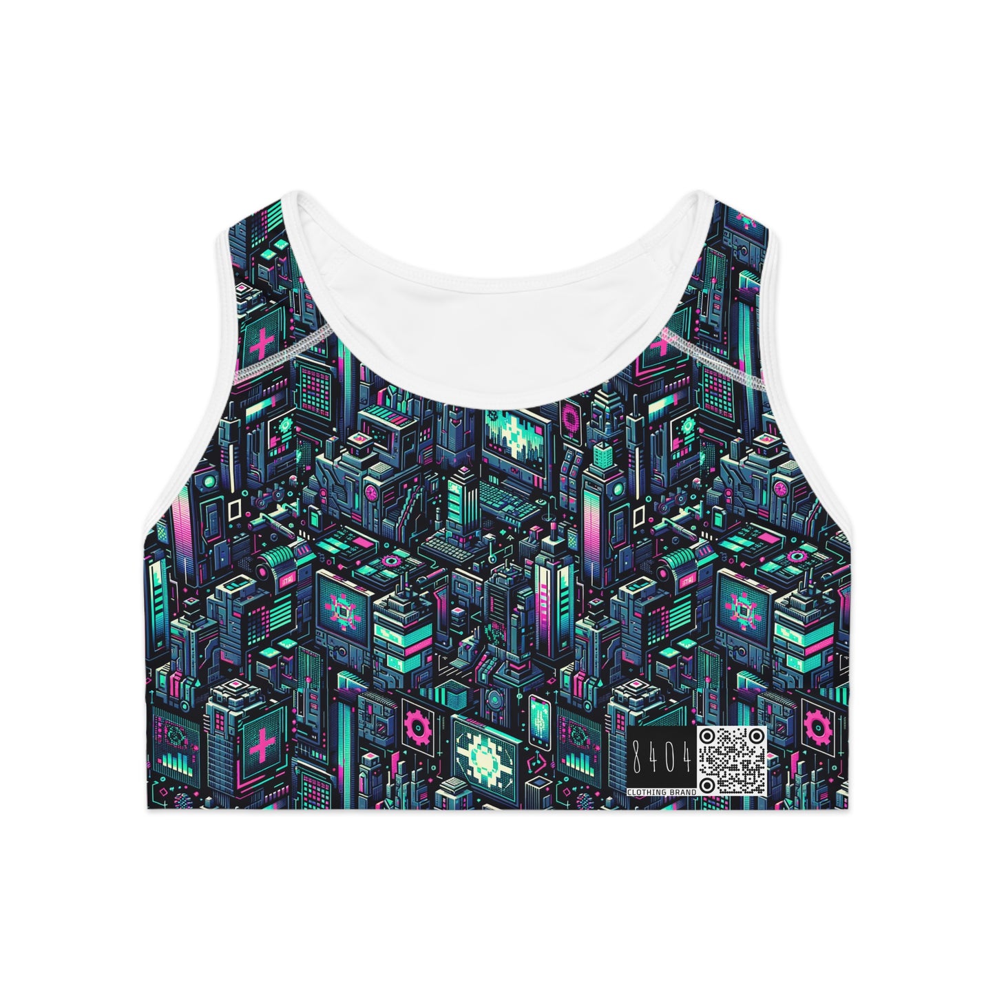 Digital Rebellion Tech-Inspired Streetwear Sports Bra - 8404 Design-58