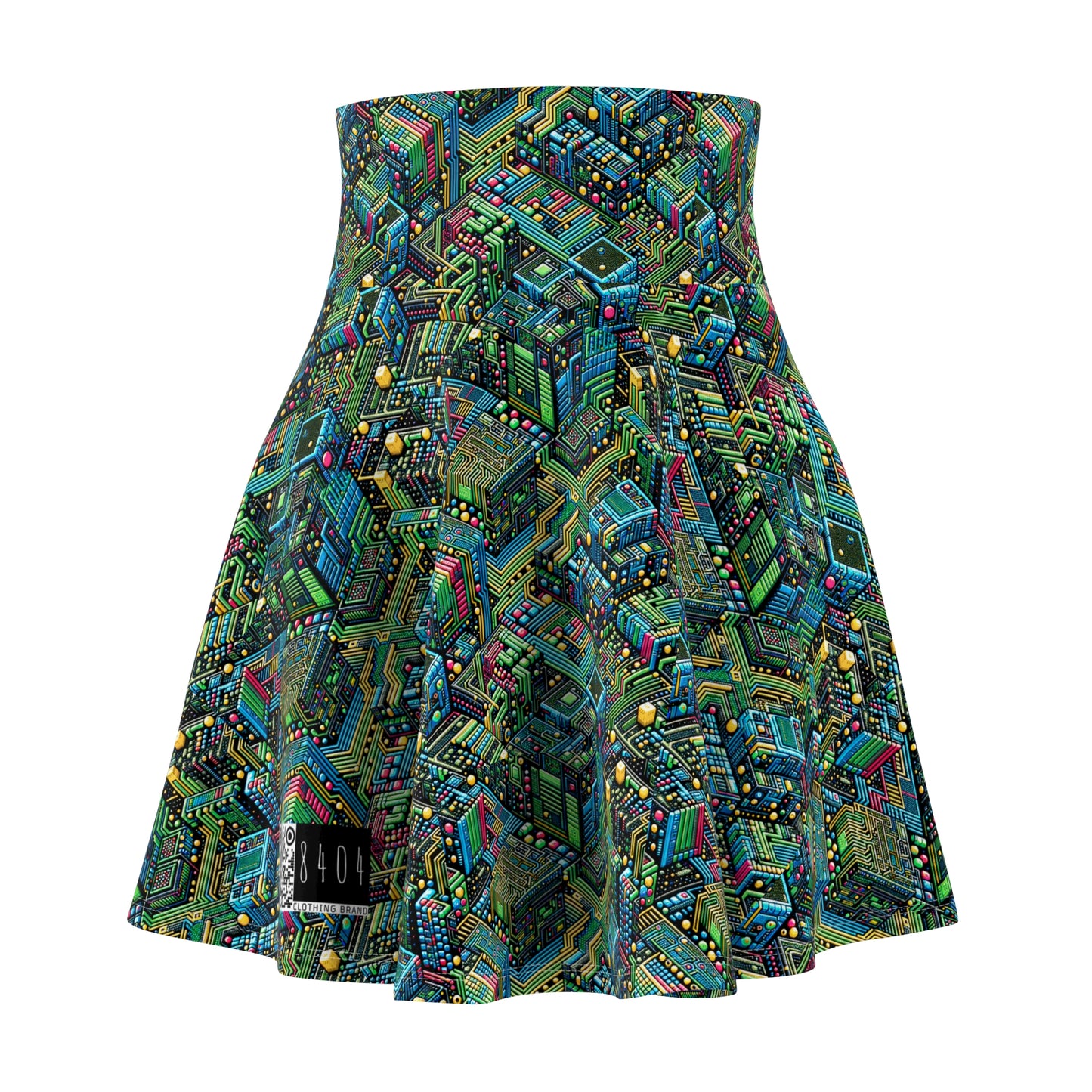 Digital Nomad Chic Cyberpunk Tech Women's Skater Skirt - 8404 Design-56