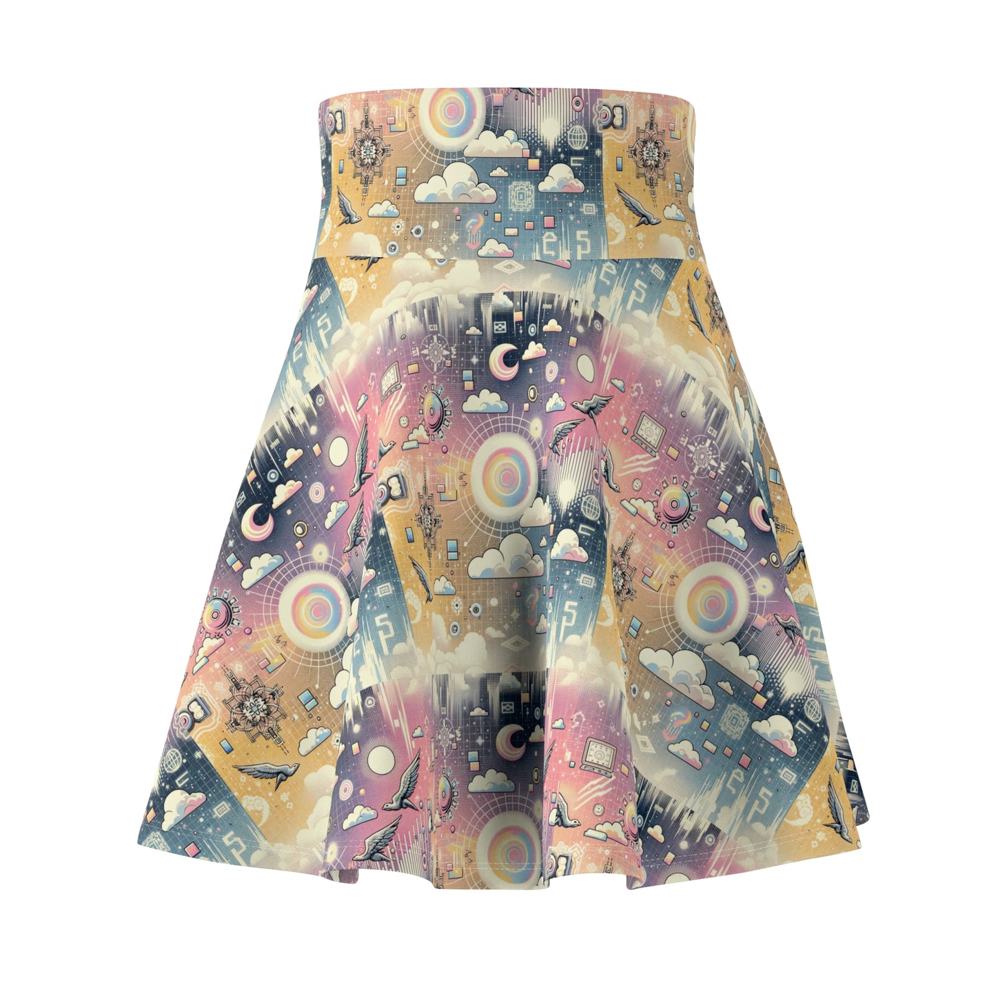 Digital Dreamland Whimsical and Nostalgic Streetwear With a Digital Twist Women's Skater Skirt - 8404 Design-69