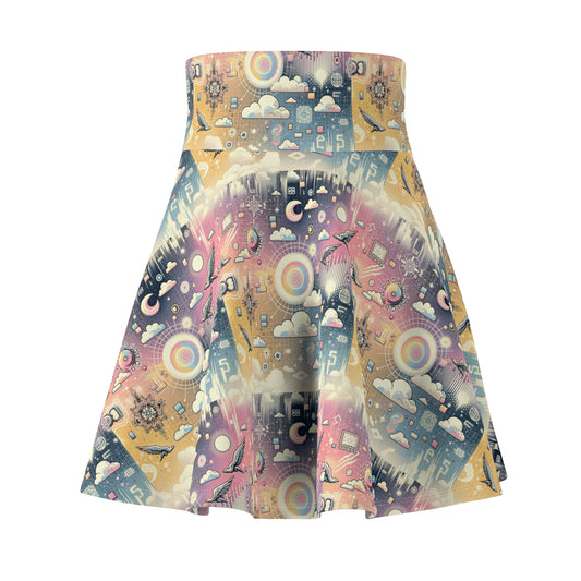 Digital Dreamland Whimsical and Nostalgic Streetwear With a Digital Twist Women's Skater Skirt - 8404 Design-69