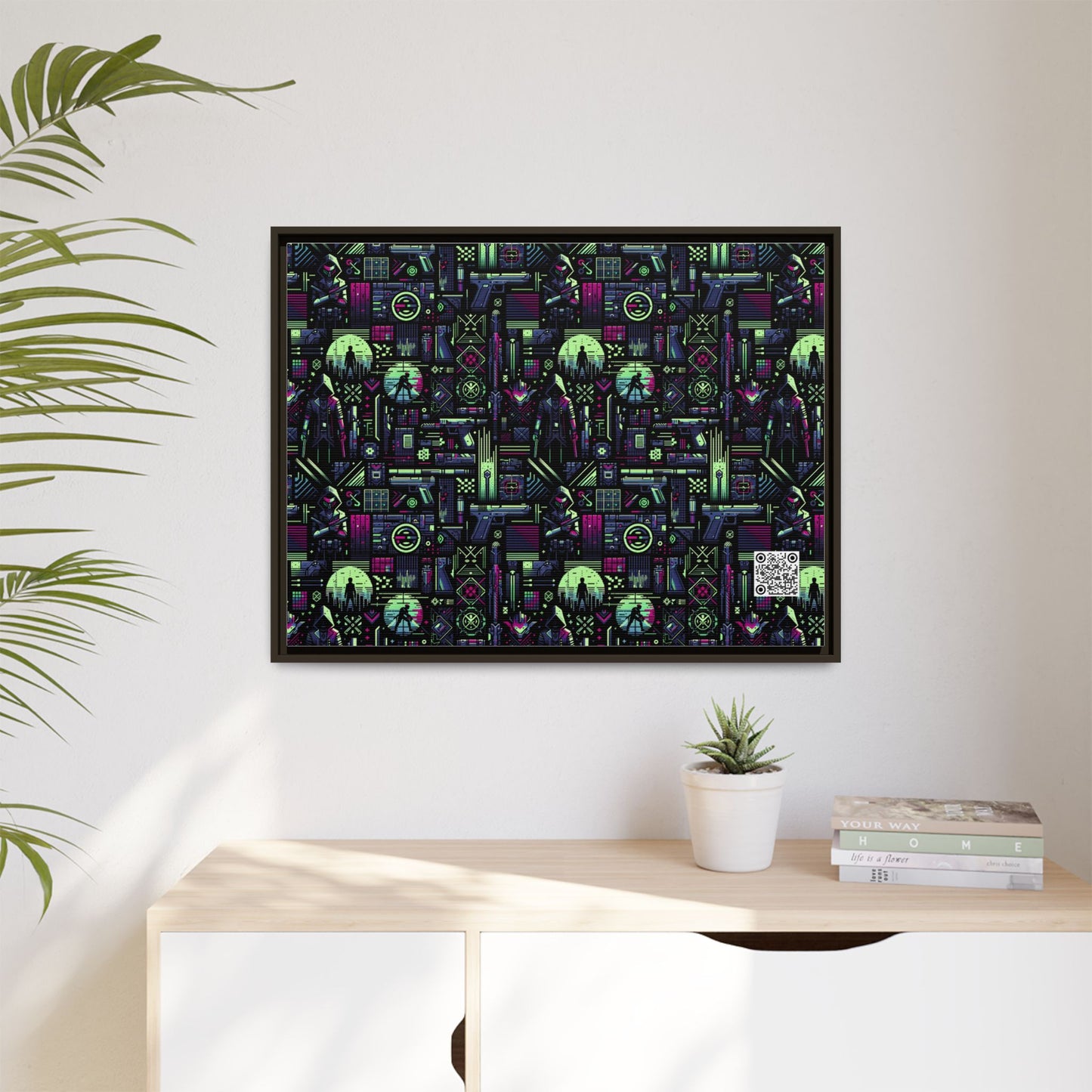 Tech Noir Futuristic Cyberpunk Matte Canvas, Framed (multi-Color) - 8404 Design-63 A