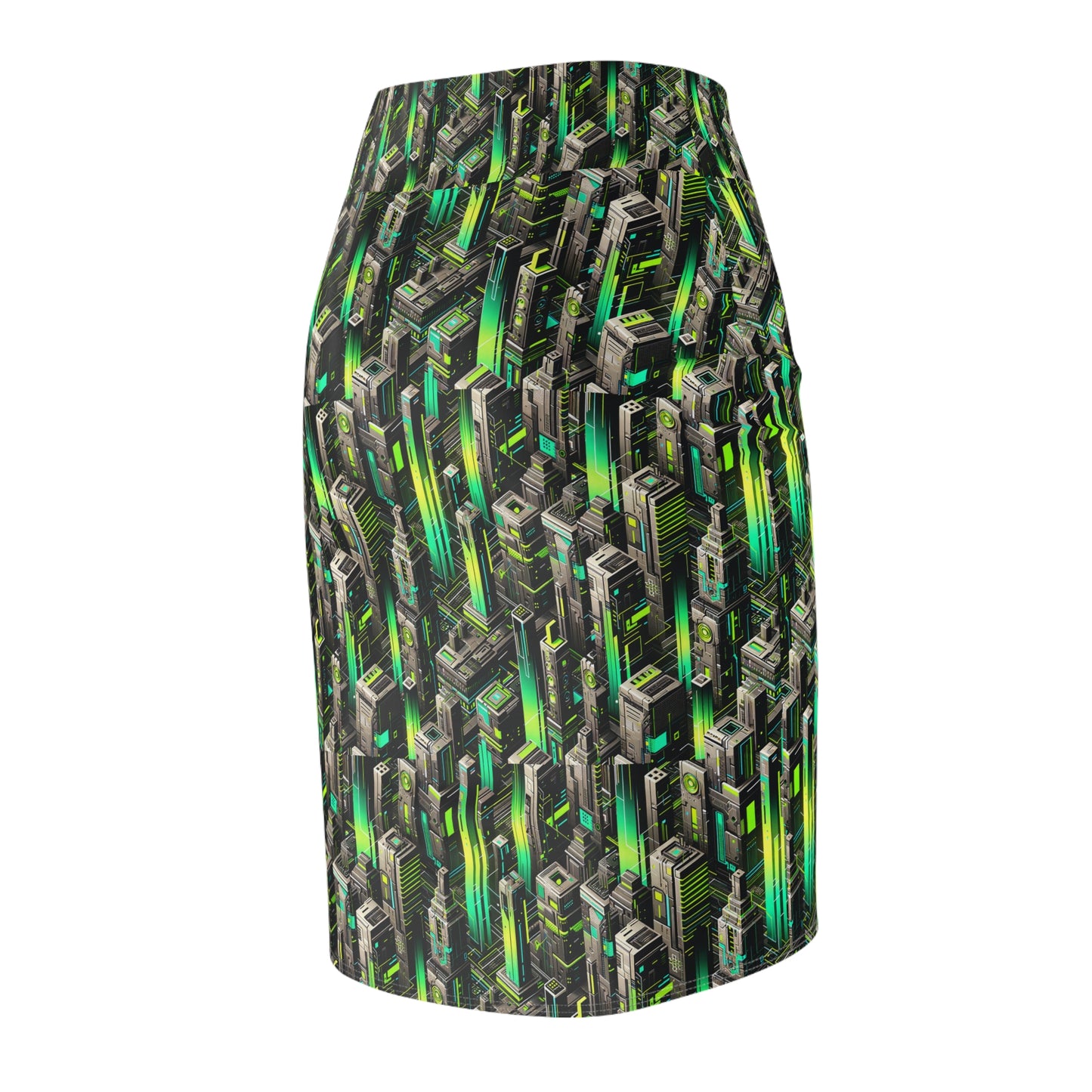 Digital Rebellion Tech-Forward Streetwear Women's Pencil Skirt - 8404 Design-63