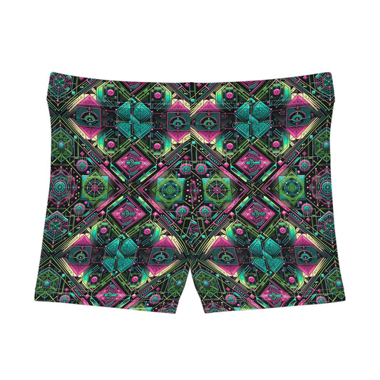 Tech-Infused Graphics Tech-Forward Streetwear Women's Shorts - 8404 Design-45