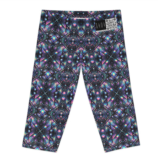 Galactic Hues Tech-Forward Cosmic Fusion Women's Capri Leggings - 8404 Design-58