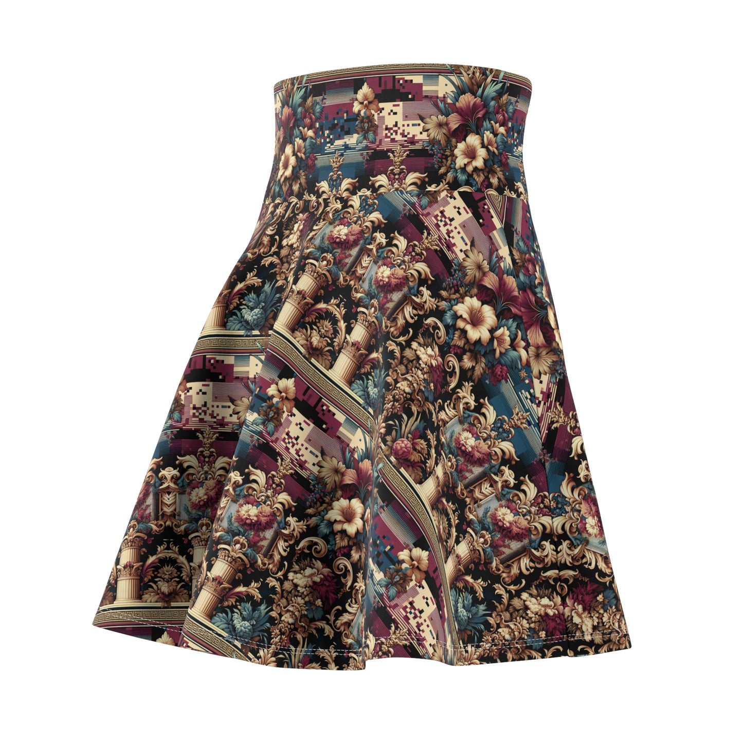 Digital Renaissance Modern Baroque Fusion Women's Skater Skirt - 8404 Design-58