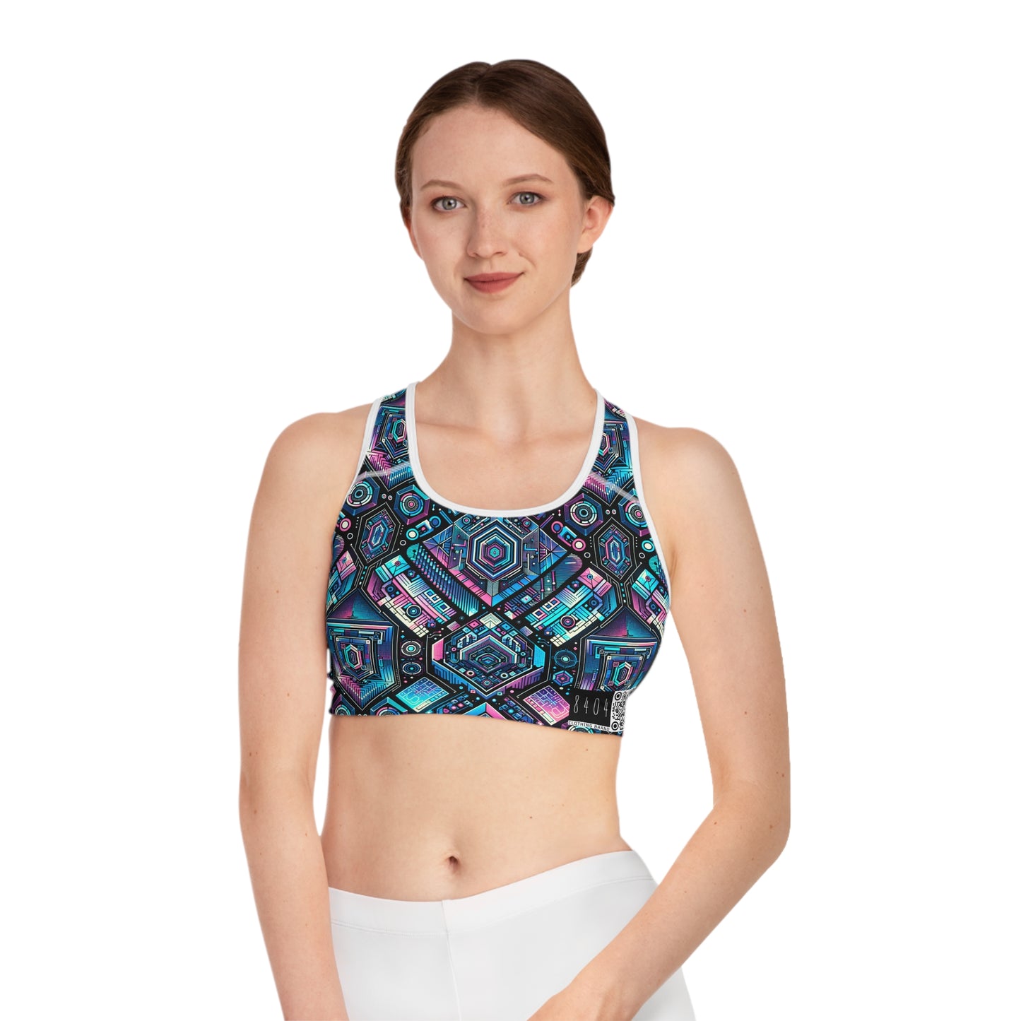 Digital Dreamland Futuristic Tech Aesthetic Sports Bra - 8404 Design-46