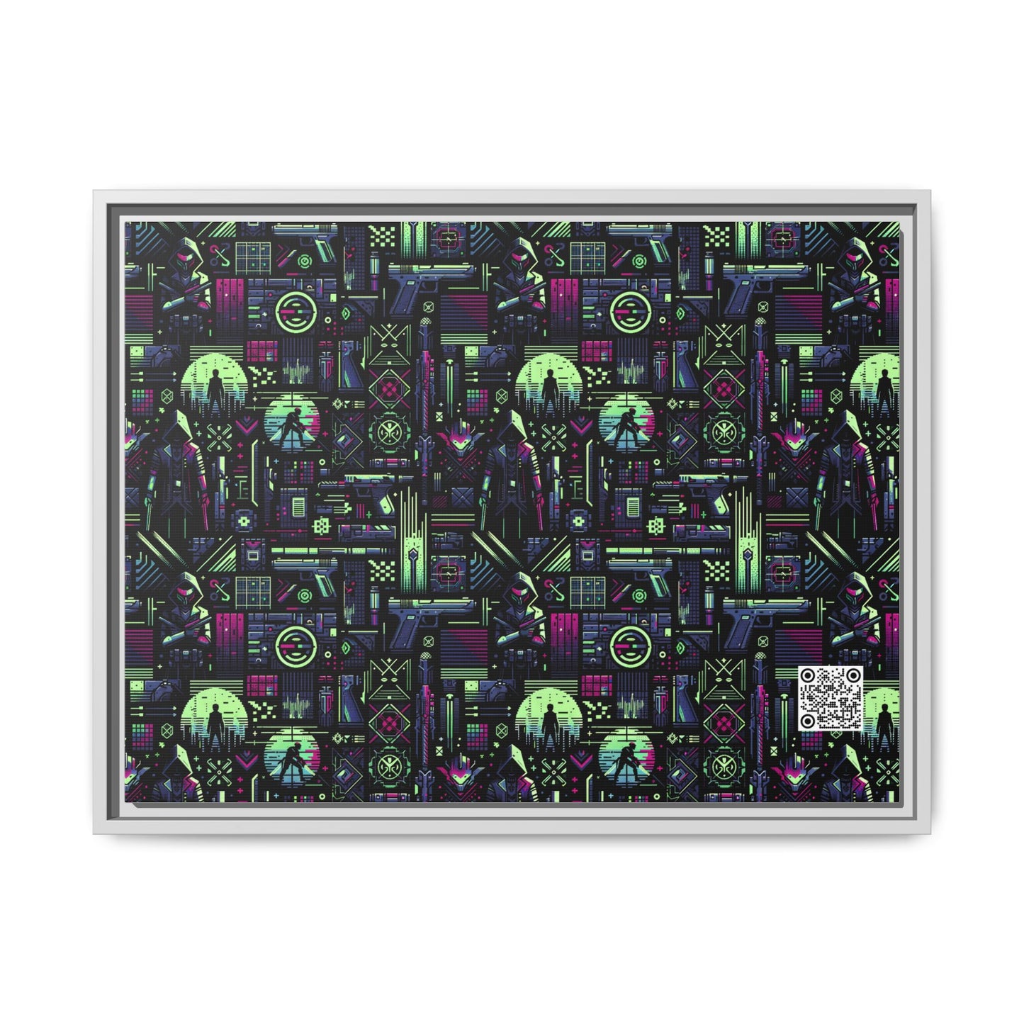 Tech Noir Futuristic Cyberpunk Matte Canvas, Framed (multi-Color) - 8404 Design-63 A