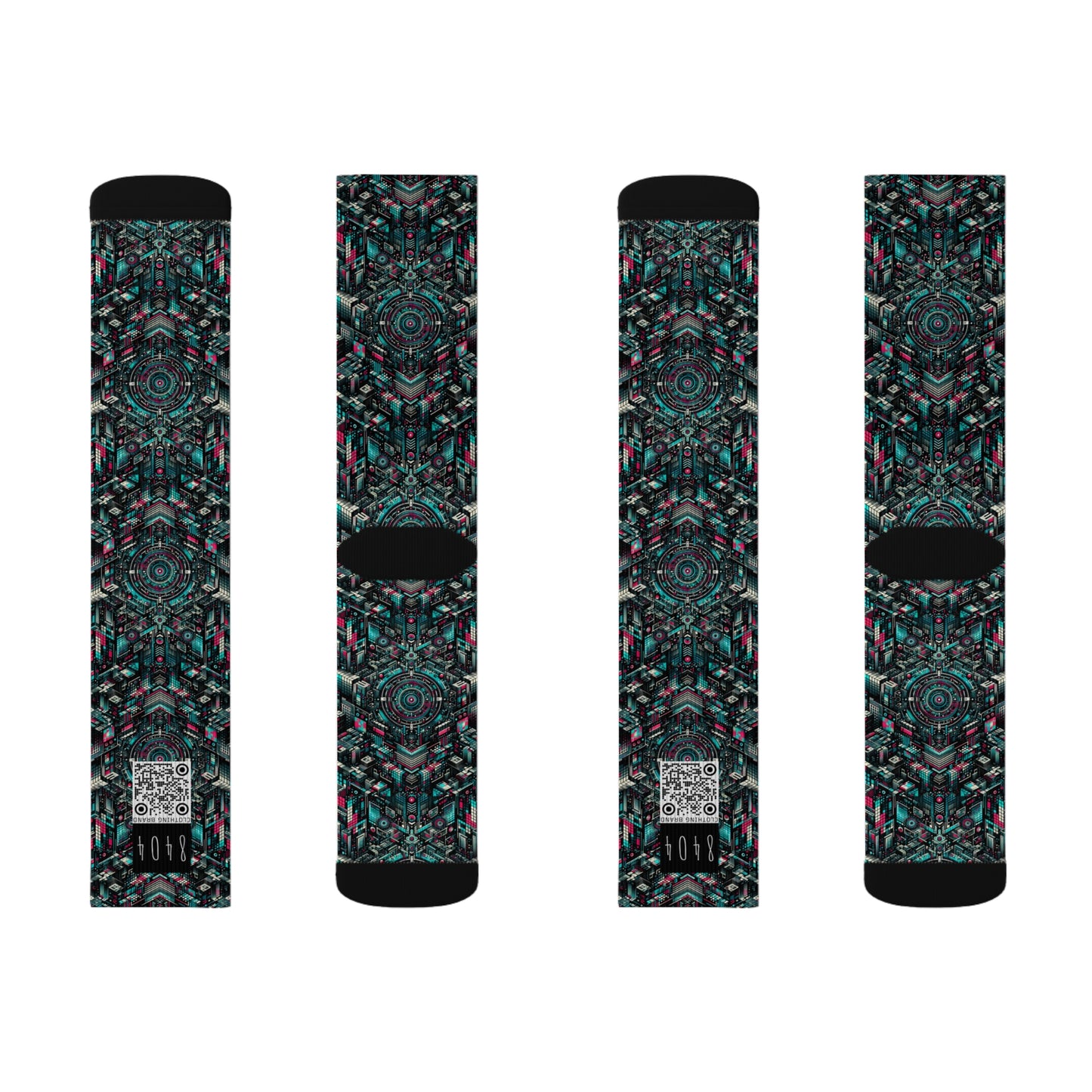 Digital Rebellion Tech-Inspired Streetwear Sublimation Socks - 8404 Design-54