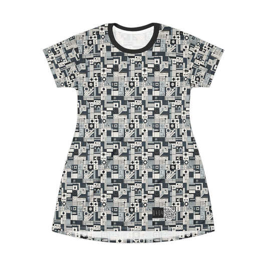 Digital Minimalism Minimalist Tech T-Shirt Dress - 8404 Design-49