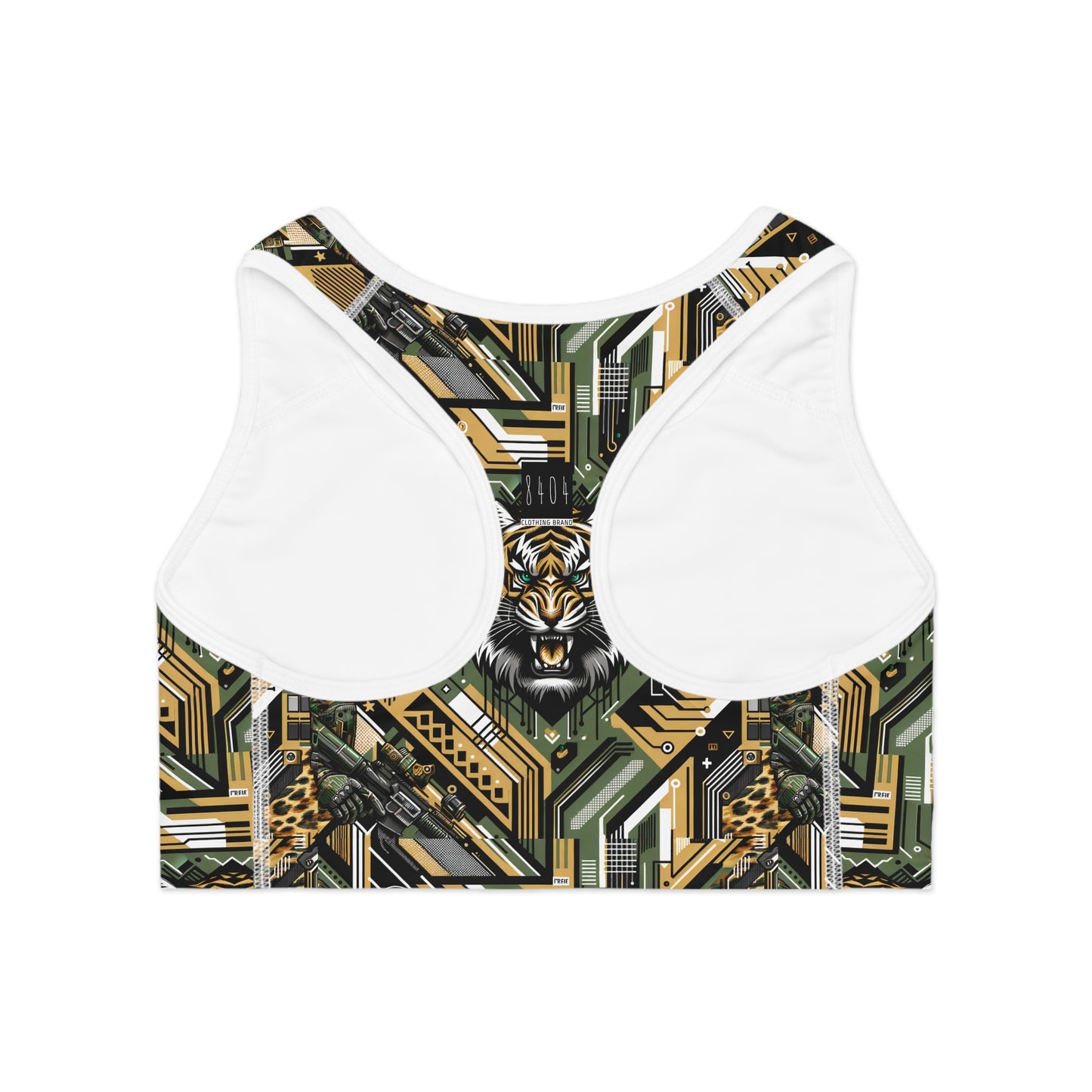 Neo-Camo Fusion Tech-Forward Streetwear Sports Bra - 8404 Design-58