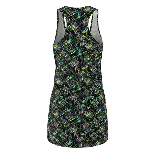 Tech-Infused Graphics Tech-Forward Streetwear Women's Cut & Sew Racerback Dress - 8404 Design-47