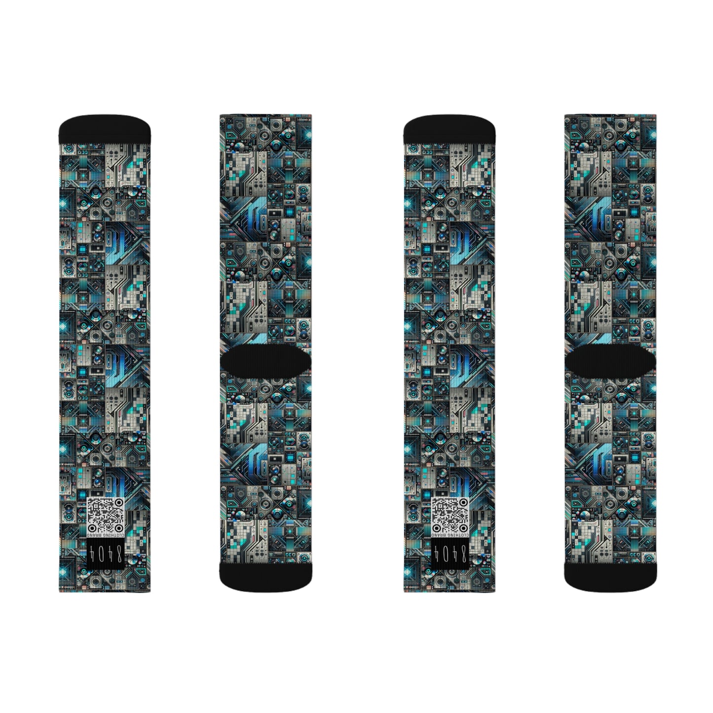 Tech-Infused Futurism Sleek Tech Edge Sublimation Socks - 8404 Design-48