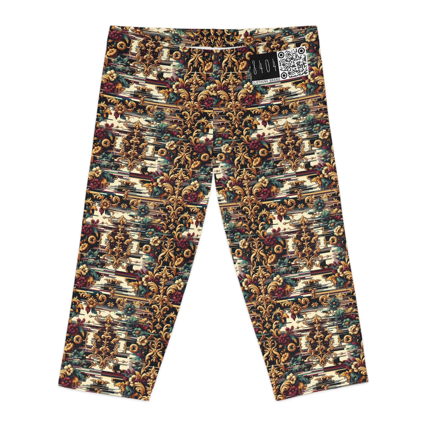 Digital Renaissance Modern Baroque Fusion Women's Capri Leggings - 8404 Design-63