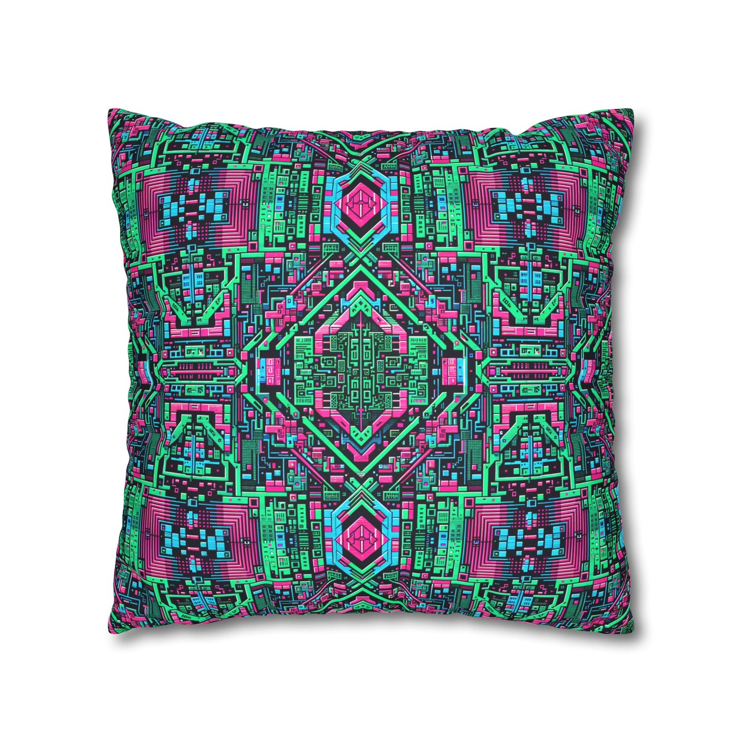 Digital Glitch Vibes Tech-Inspired Streetwear Faux Suede Square Pillowcase - 8404 Design-71