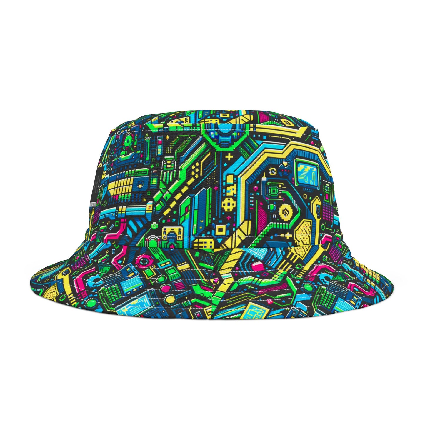 Digital Nomad Chic Cyberpunk Tech Bucket Hat - 8404 Design-43
