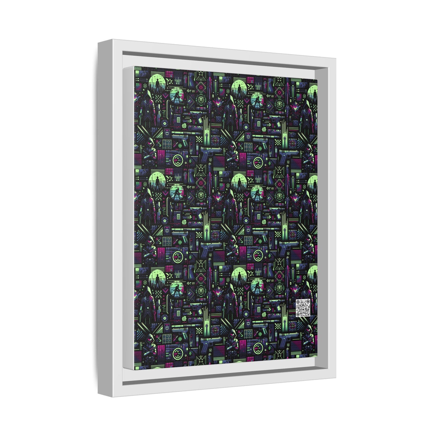 Tech Noir Futuristic Cyberpunk Matte Canvas, Framed (multi-Color) - 8404 Design-63 A