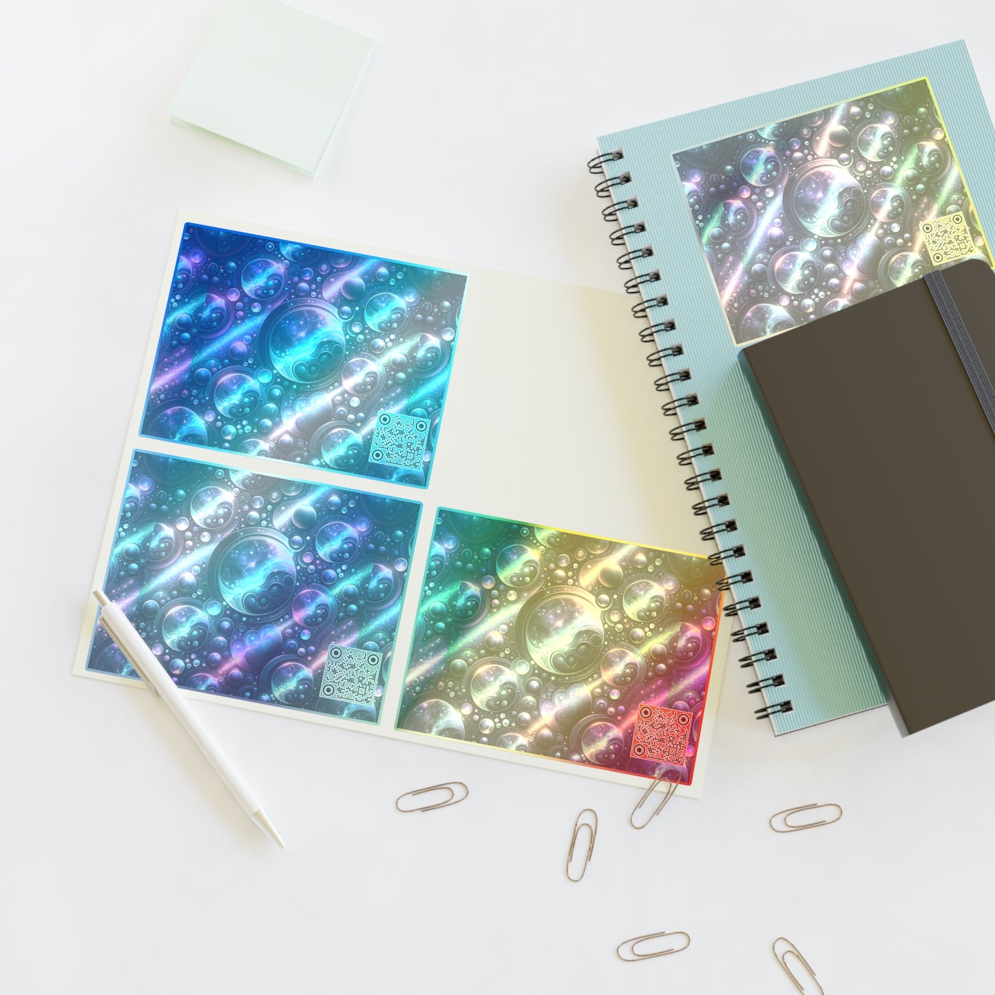 Iridescent Tech Fusion Tech-Forward Streetwear Sticker Sheets - 8404 Design-51