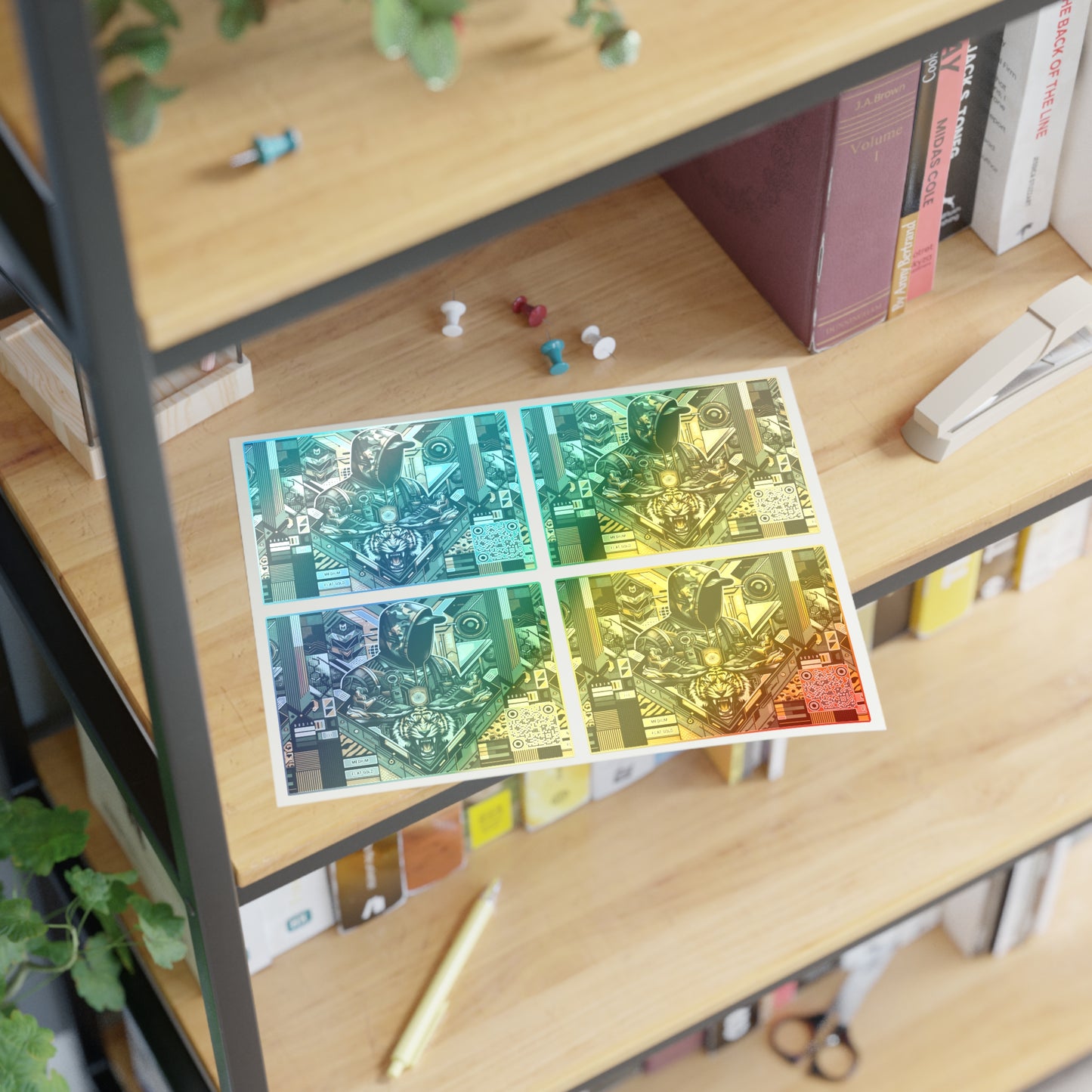 Neo-Camo Fusion Tech-Forward Streetwear Sticker Sheets - 8404 Design-64