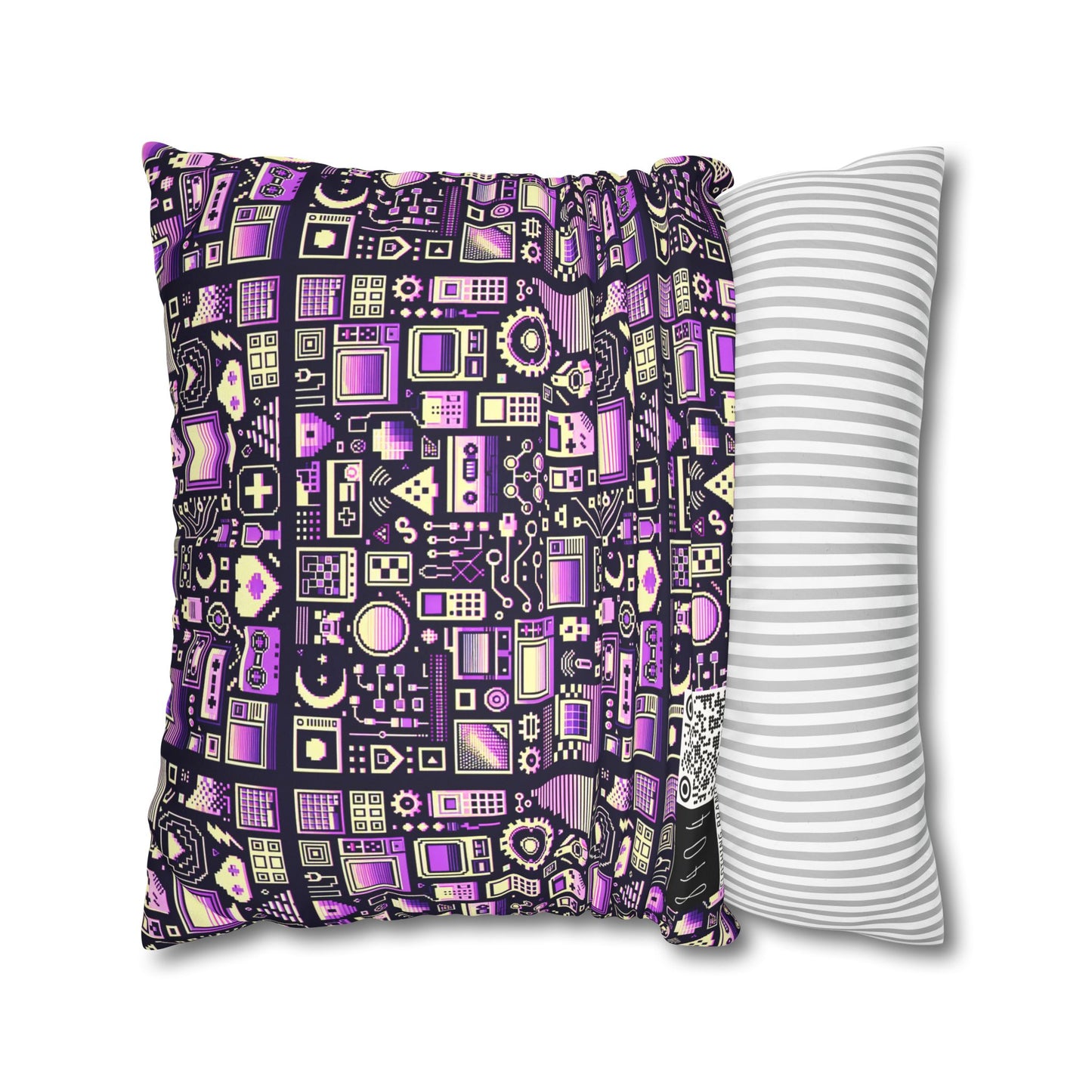 Digital Nostalgia Remix Modern Vintage Fusion Faux Suede Square Pillowcase - 8404 Design-54