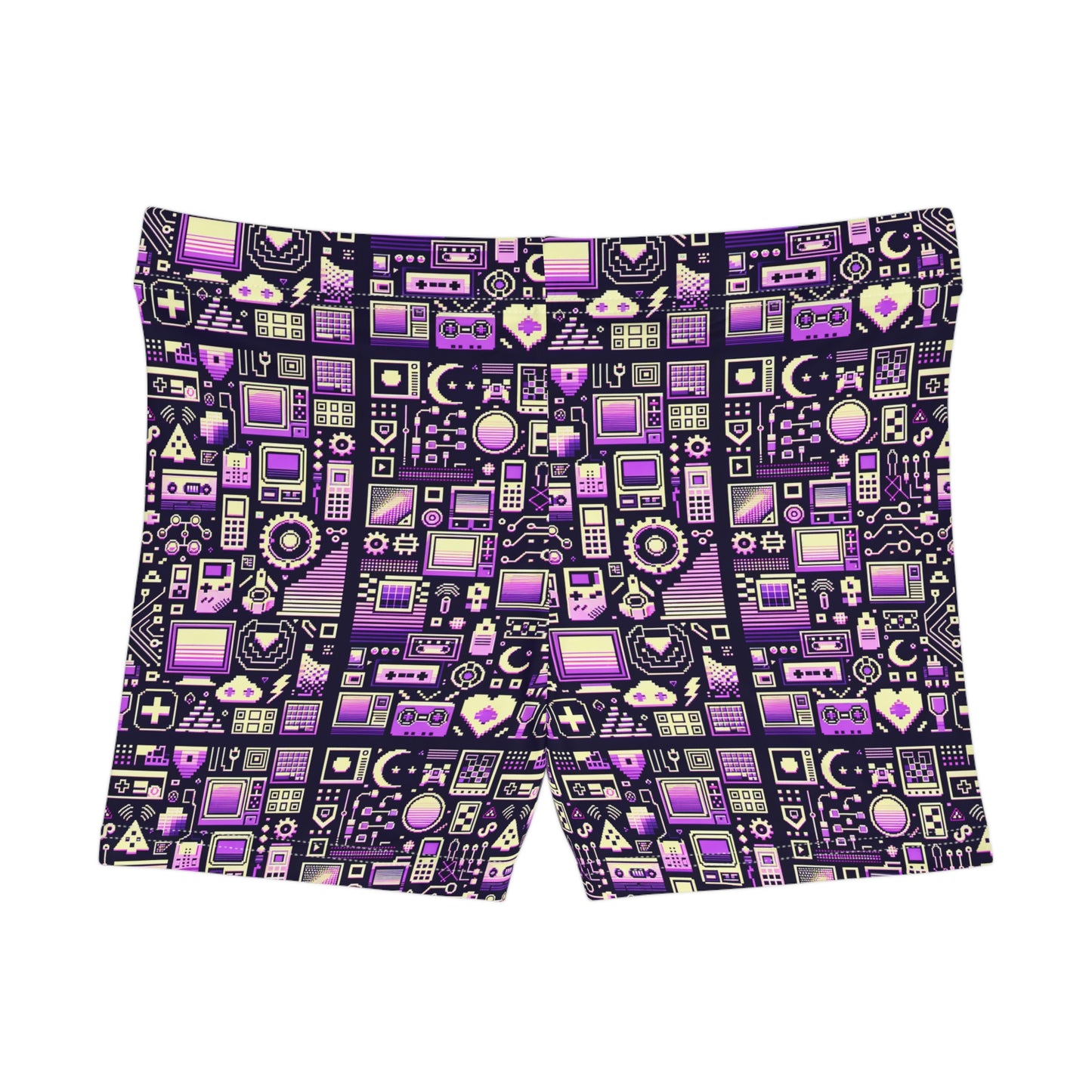 Digital Nostalgia Remix Modern Vintage Fusion Women's Shorts - 8404 Design-54