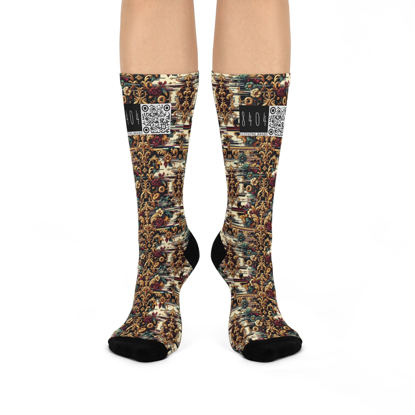 Digital Renaissance Modern Baroque Fusion Cushioned Crew Socks - 8404 Design-63