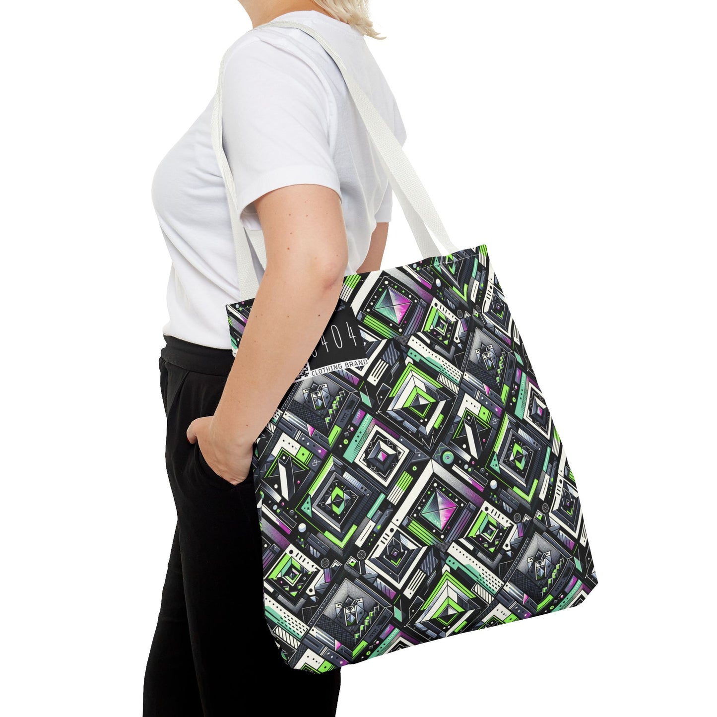 Retro Futurism Graphics Tech-Forward Streetwear Tote Bag - 8404 Design-48