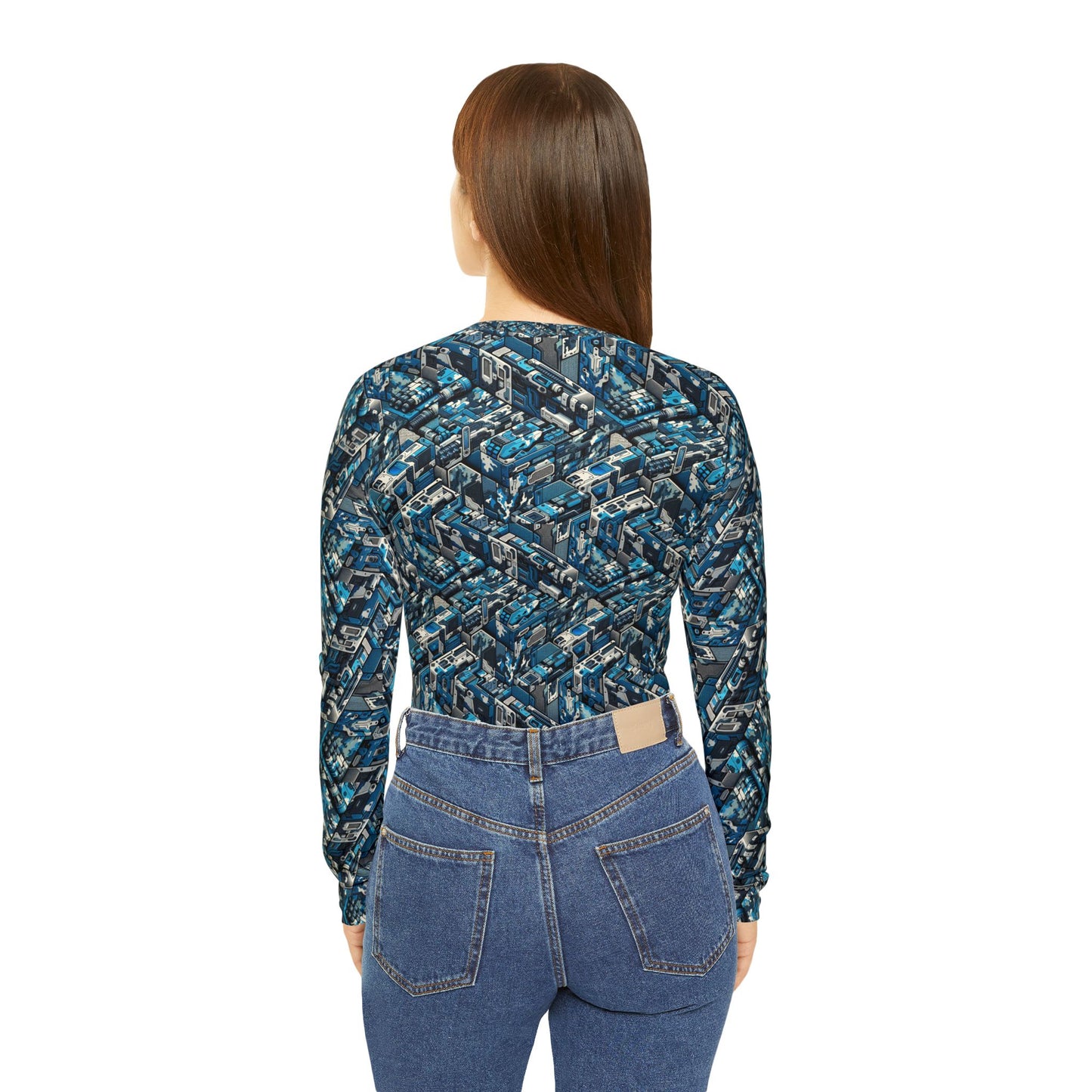 Tech Urban Camo Tech-Forward Streetwear With a Futuristic Military Edge Women's Long Sleeve V-Neck Shirt - 8404 Design-51