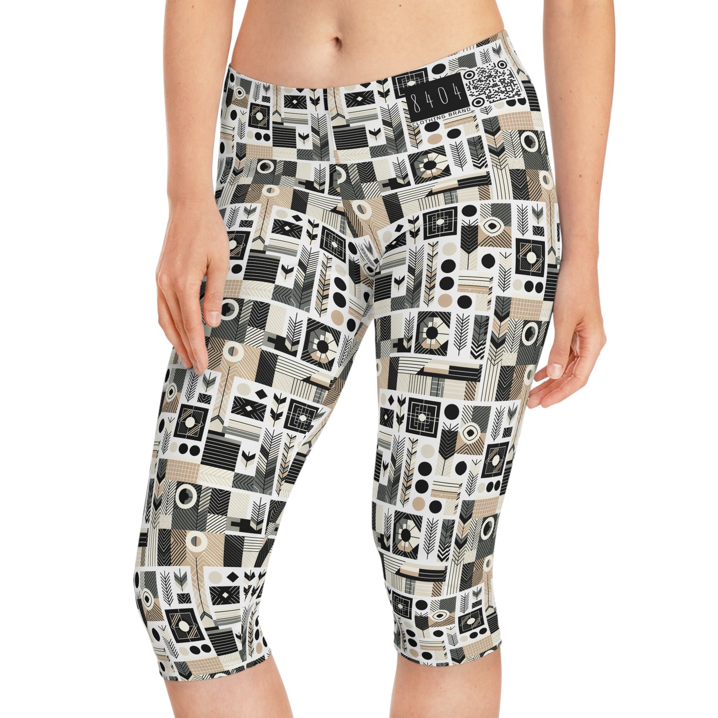 Elevated Athleisure Modern Sophistication With Sporty Elements Women's Capri Leggings - 8404 Design-57