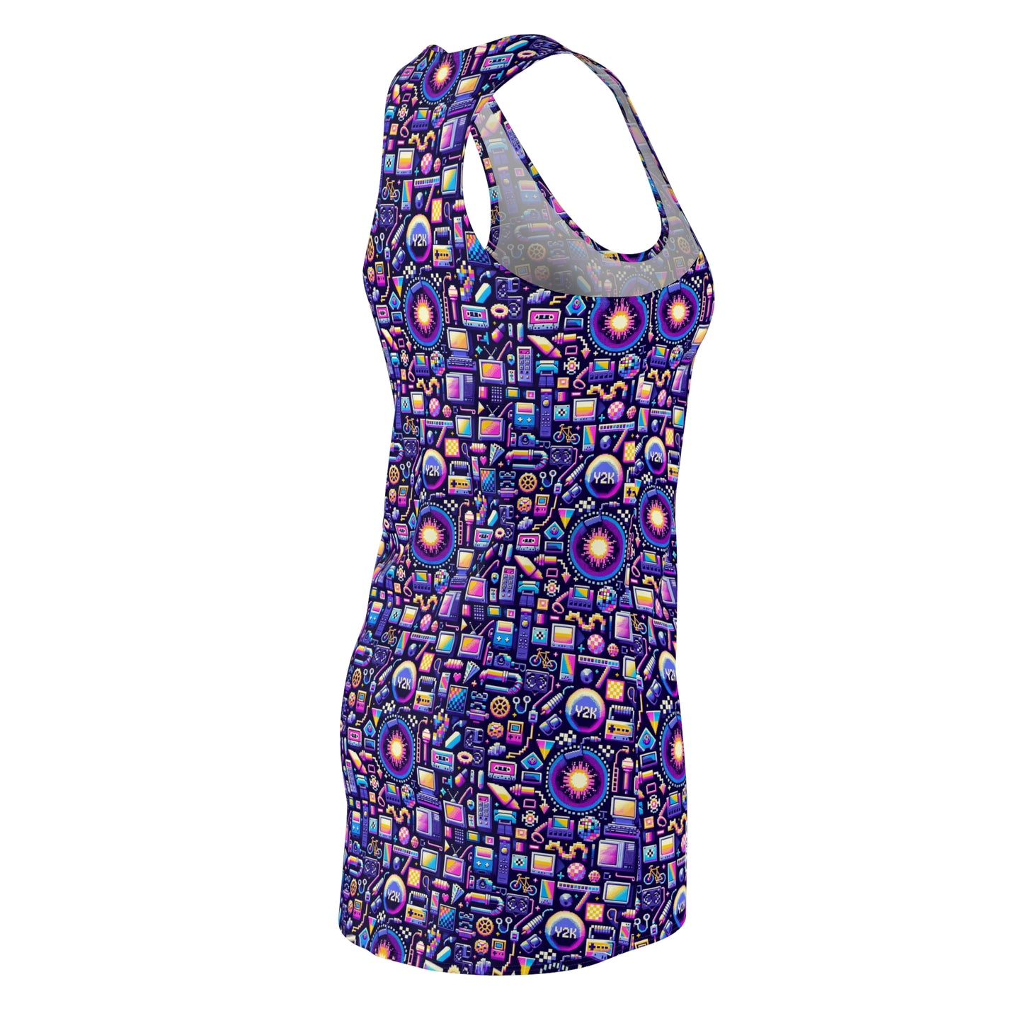 Digital Nostalgia Modern Retro Fusion Women's Cut & Sew Racerback Dress - 8404 Design-64