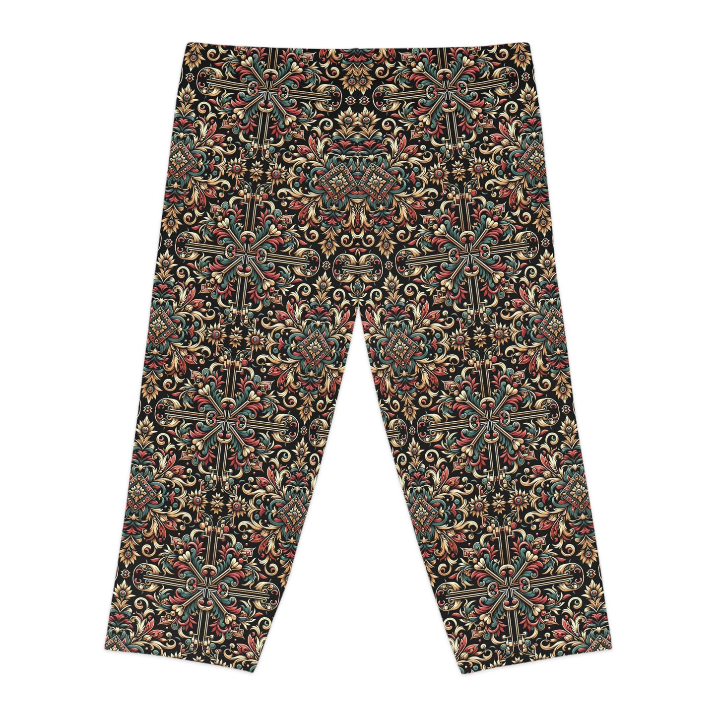 Streetwear Renaissance Artistic Clash of Old and New Women's Capri Leggings - 8404 Design-46
