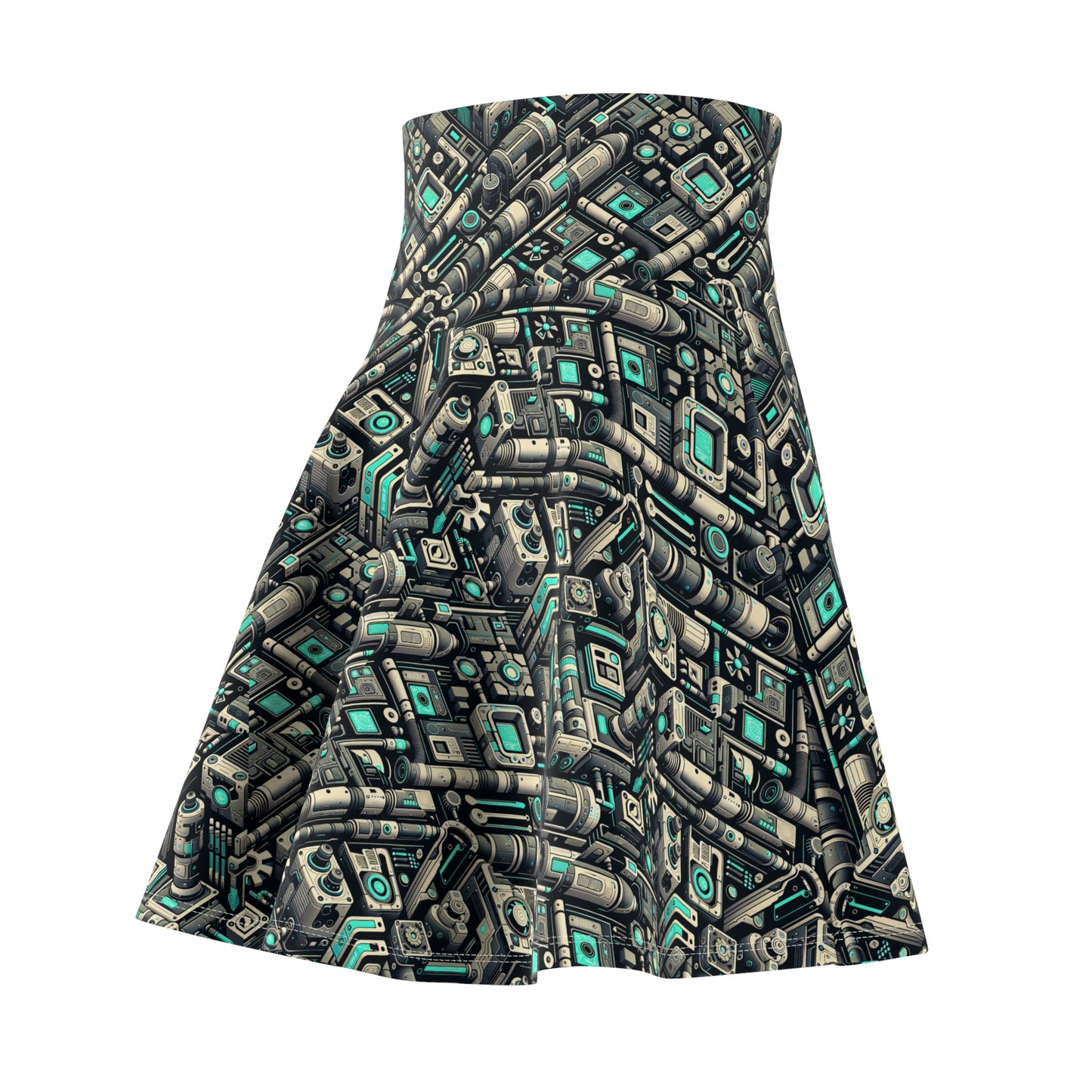 Tech Utility Fusion Modern Tech Streetwear Women's Skater Skirt - 8404 Design-49