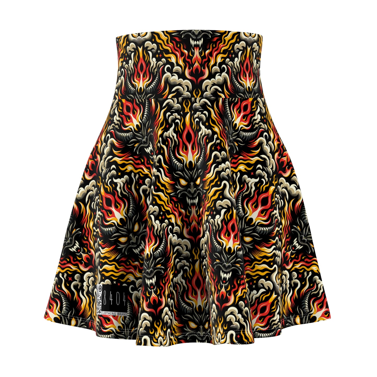 Flame Graphics Maximalist Streetwear Women's Skater Skirt - 8404 Design-59