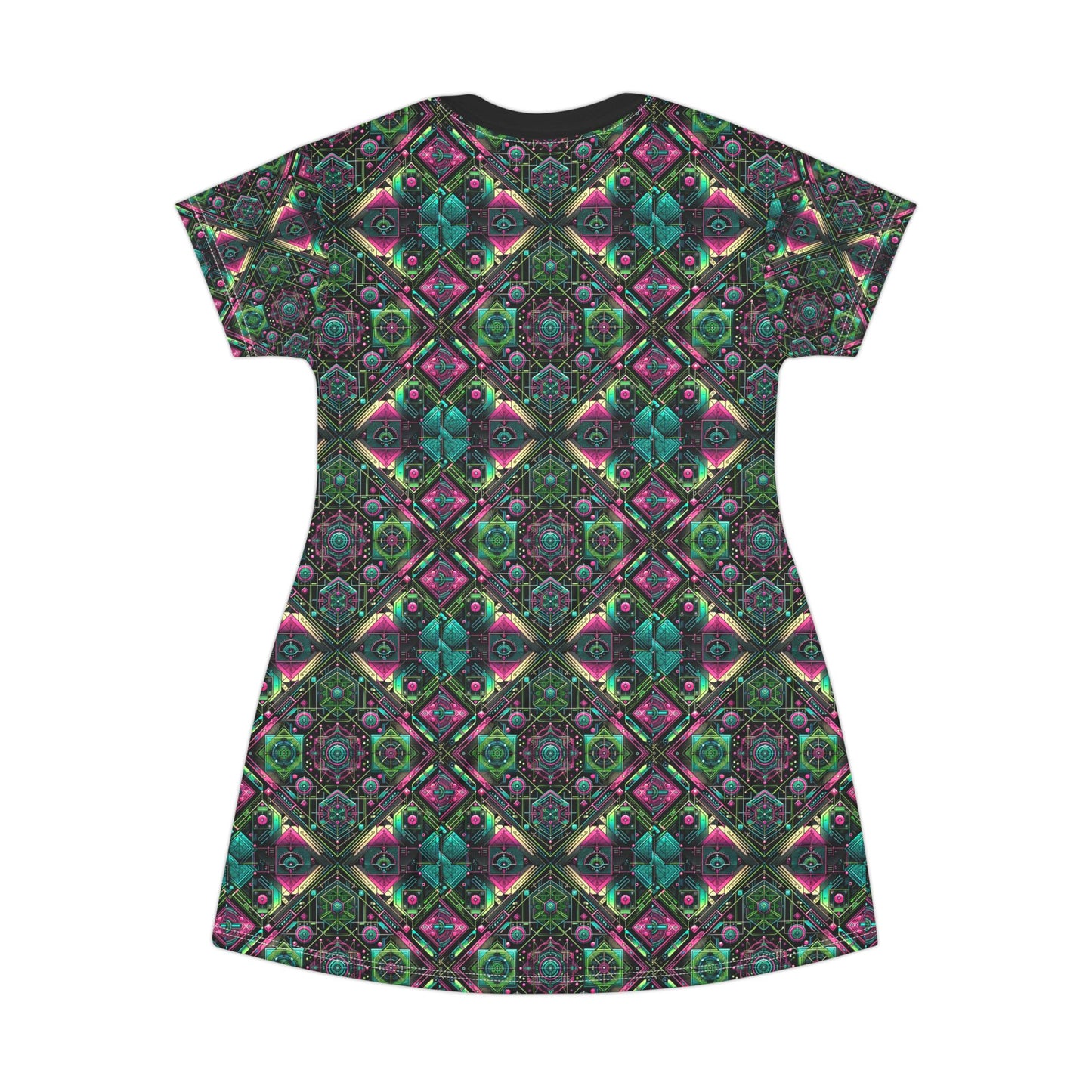 Tech-Infused Graphics Tech-Forward Streetwear T-Shirt Dress - 8404 Design-45