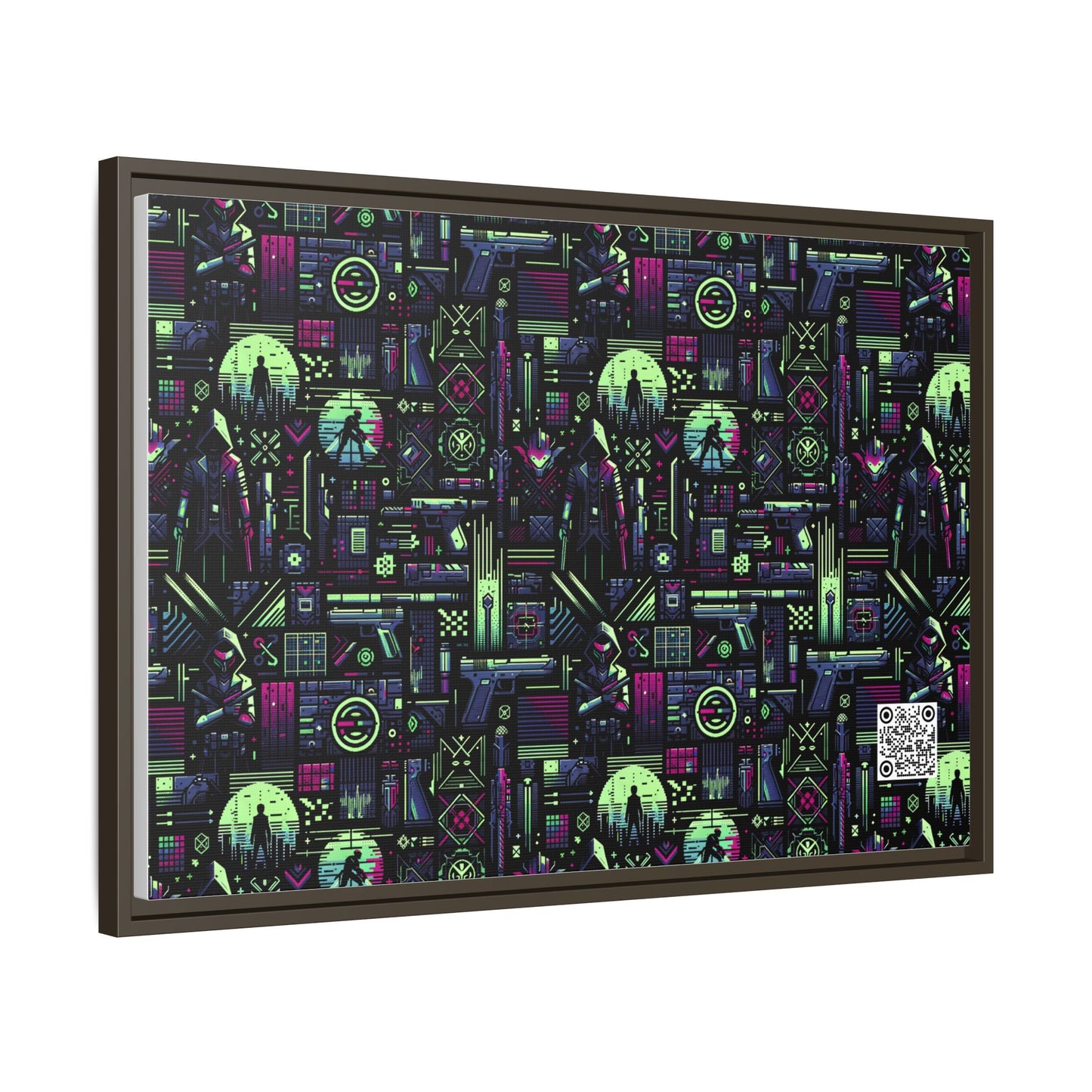 Tech Noir Futuristic Cyberpunk Matte Canvas, Framed (multi-Color) - 8404 Design-63 A