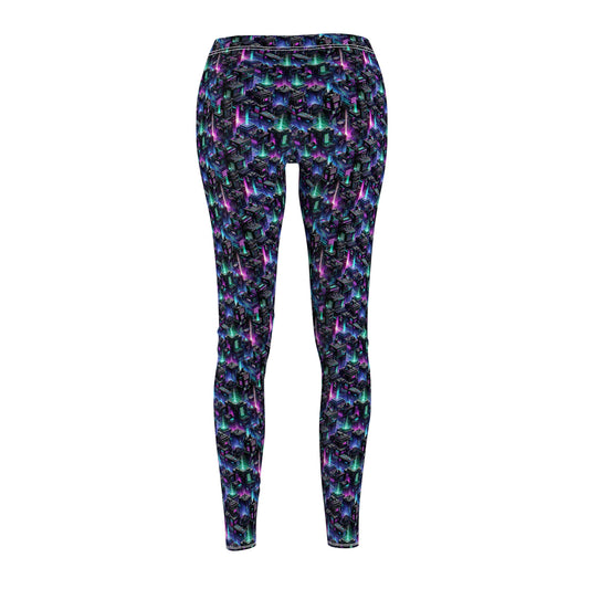 Tech Noir Graphics Futuristic Tech Aesthetics Women's Cut & Sew Casual Leggings - 8404 Design-55
