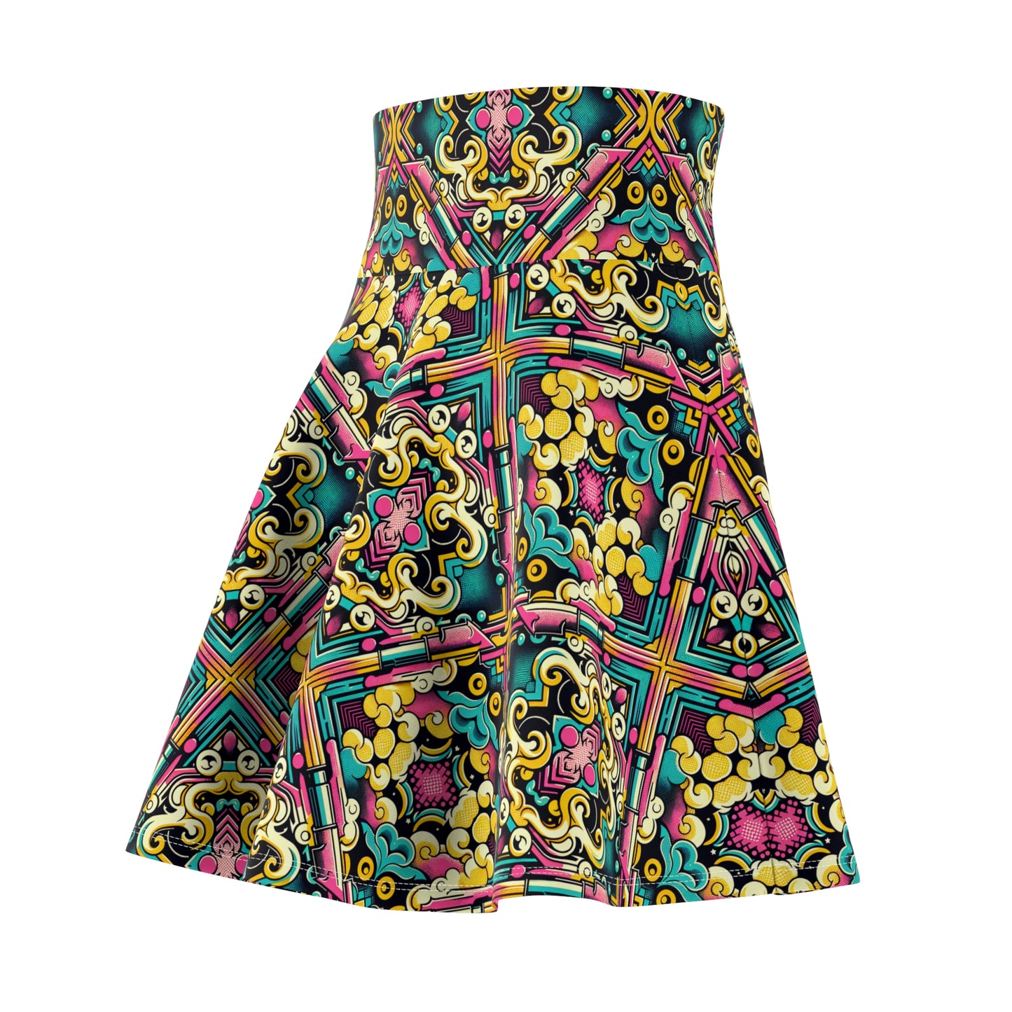 Neon Pop Art Revival Pop Culture Retro Women's Skater Skirt - 8404 Design-59