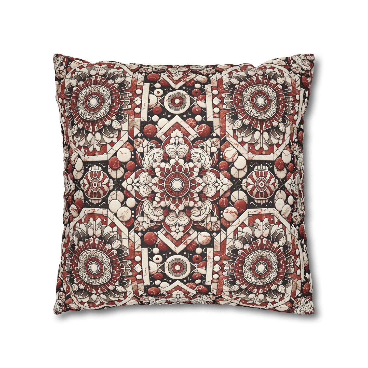 Neo Jomon Sculptural Aesthetics Artisanal Streetwear Faux Suede Square Pillowcase - 8404 Design-55