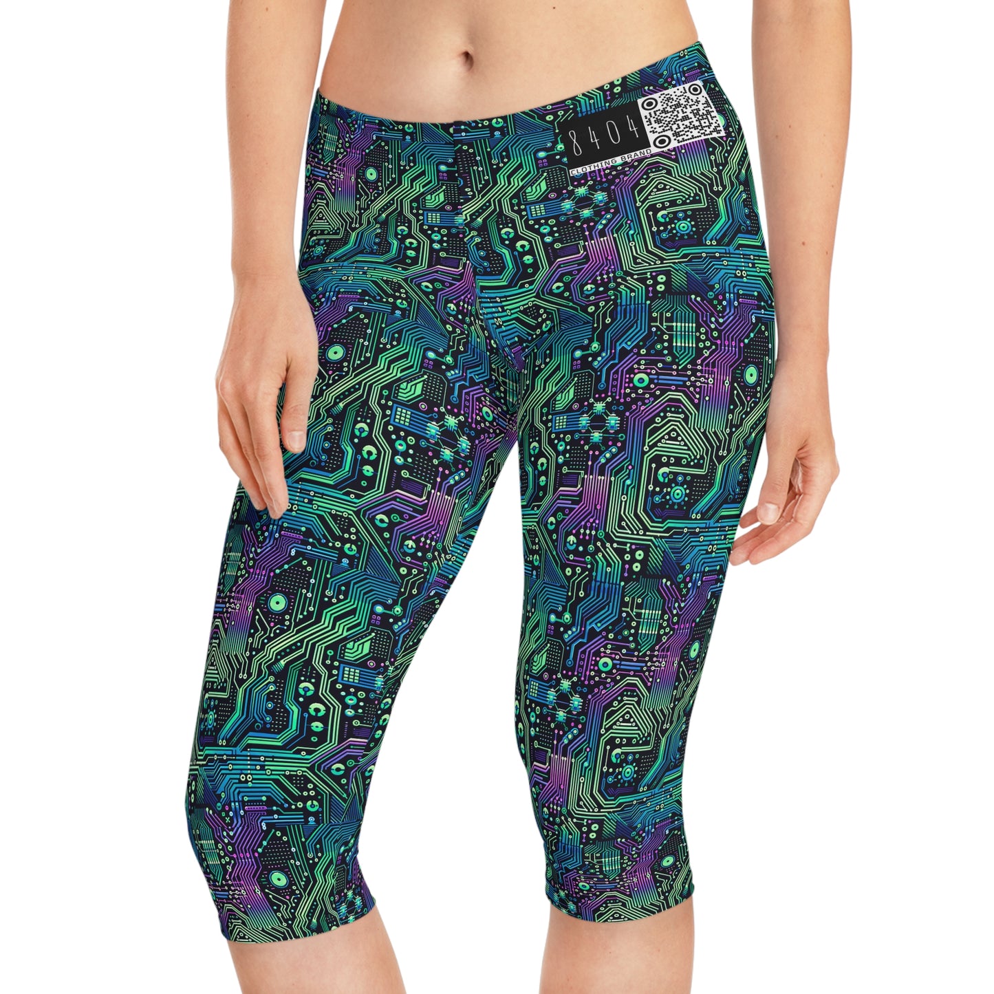 Tech-Infused Neon Tech-Forward Streetwear Women's Capri Leggings - 8404 Design-66