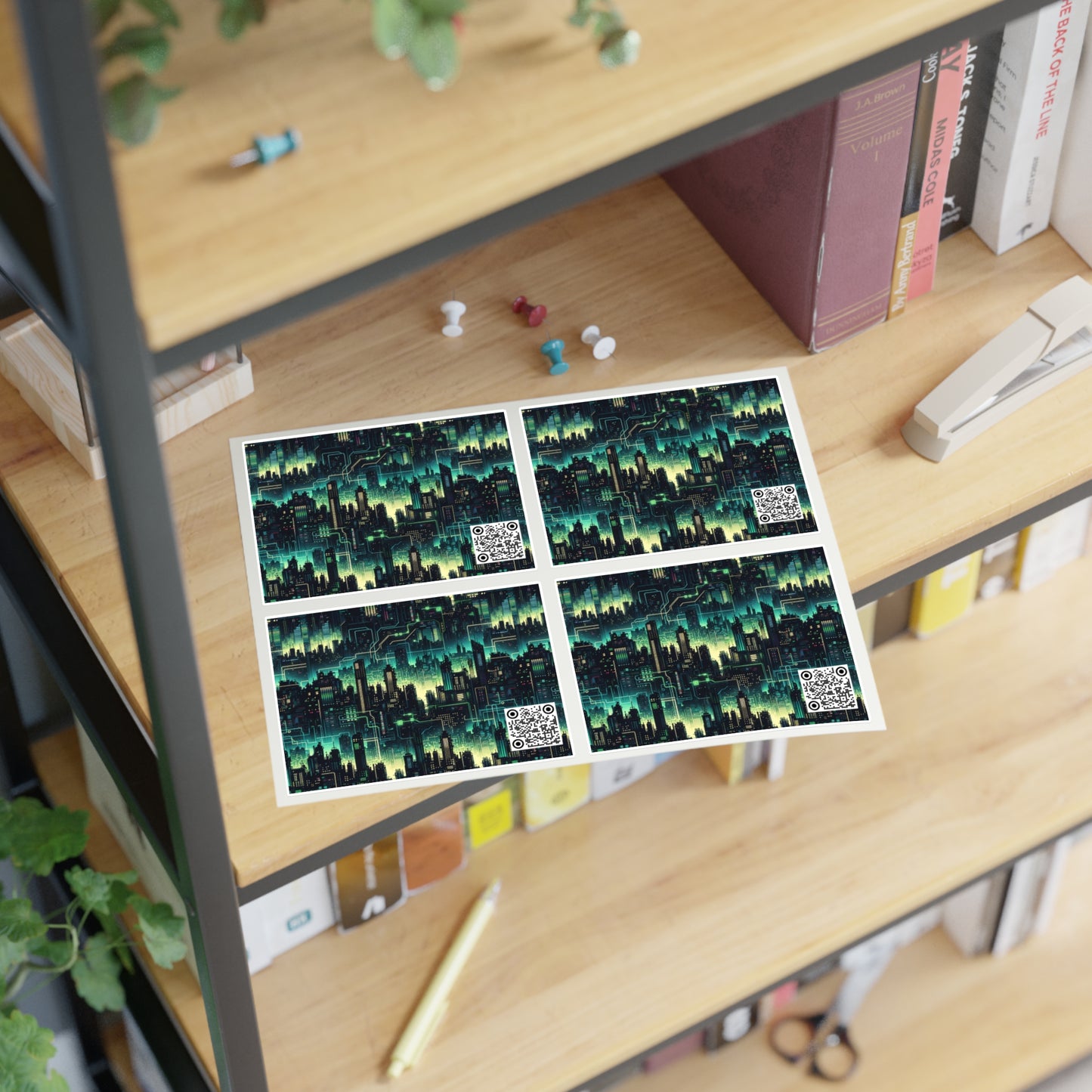 Tech Noir Aesthetics Tech-Forward Urban Dystopia Sticker Sheets - 8404 Design-72