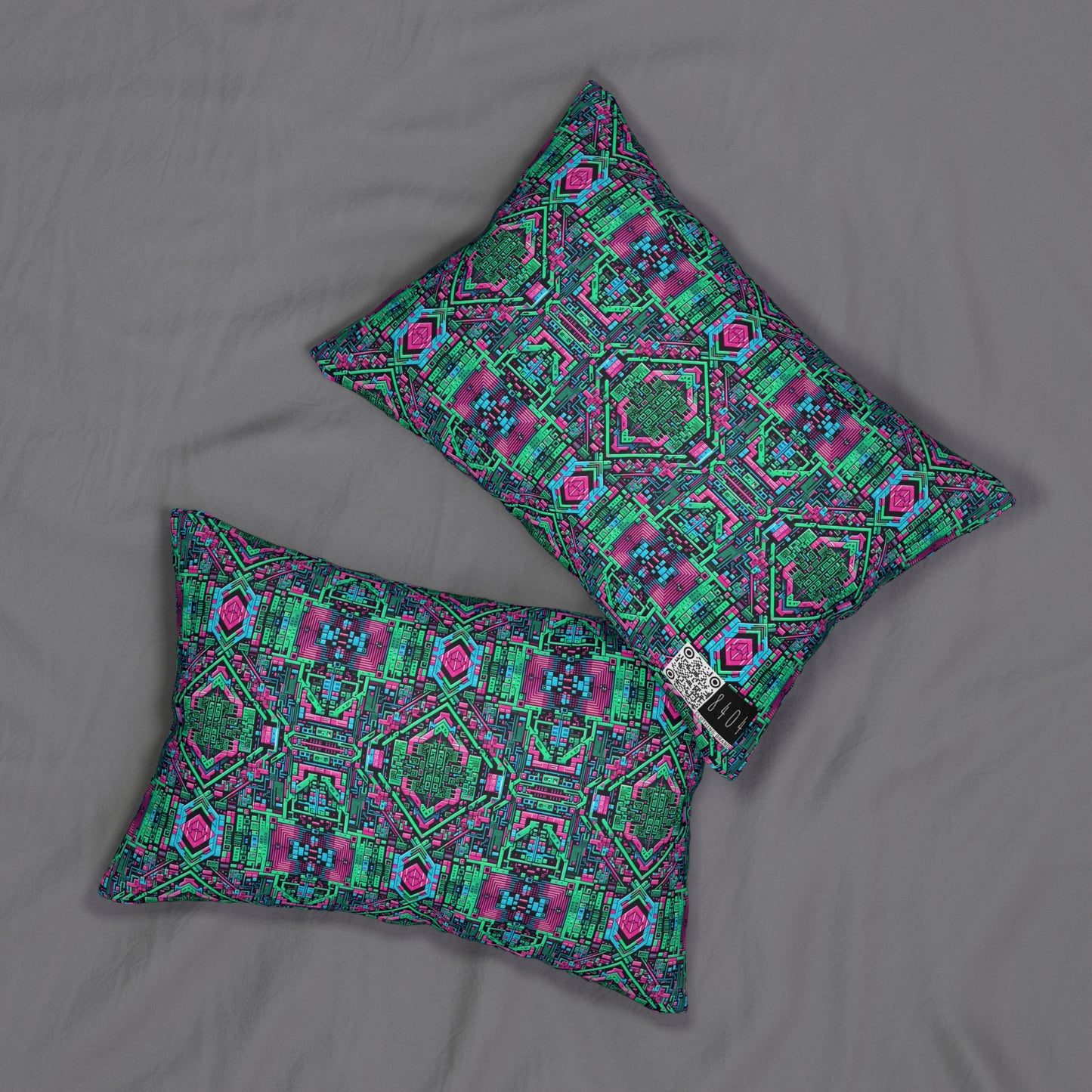 Digital Glitch Vibes Tech-Inspired Streetwear Spun Polyester Lumbar Pillow - 8404 Design-71 B