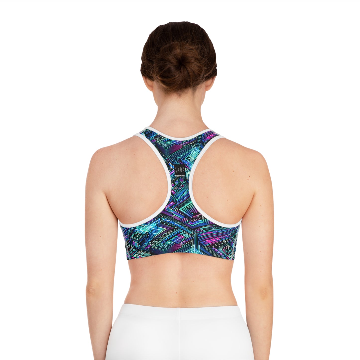 Digital Dreamland Futuristic Tech Aesthetic Sports Bra - 8404 Design-42