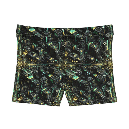 Tech Noir Graphics Tech-Inspired Streetwear Women's Shorts - 8404 Design-66
