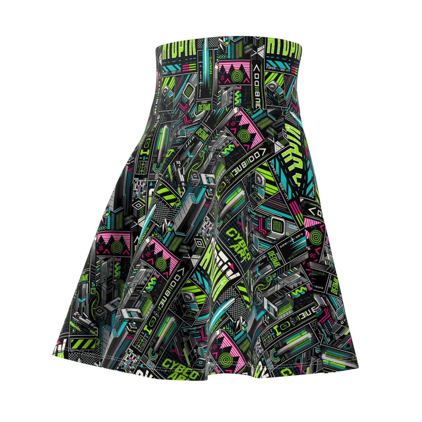 Tech-Forward Graphics Tech-Inspired Streetwear Women's Skater Skirt - 8404 Design-46