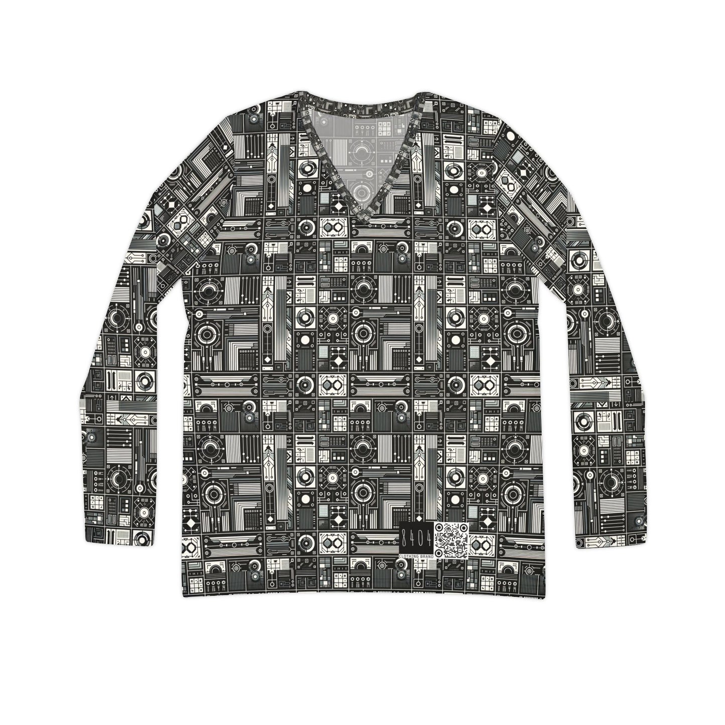 Digital Minimalism Minimalist Tech Women's Long Sleeve V-Neck Shirt - 8404 Design-62
