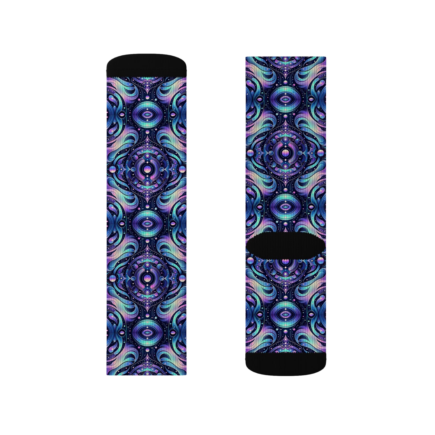 Iridescent Tech Fusion Tech-Forward Streetwear Sublimation Socks - 8404 Design-62