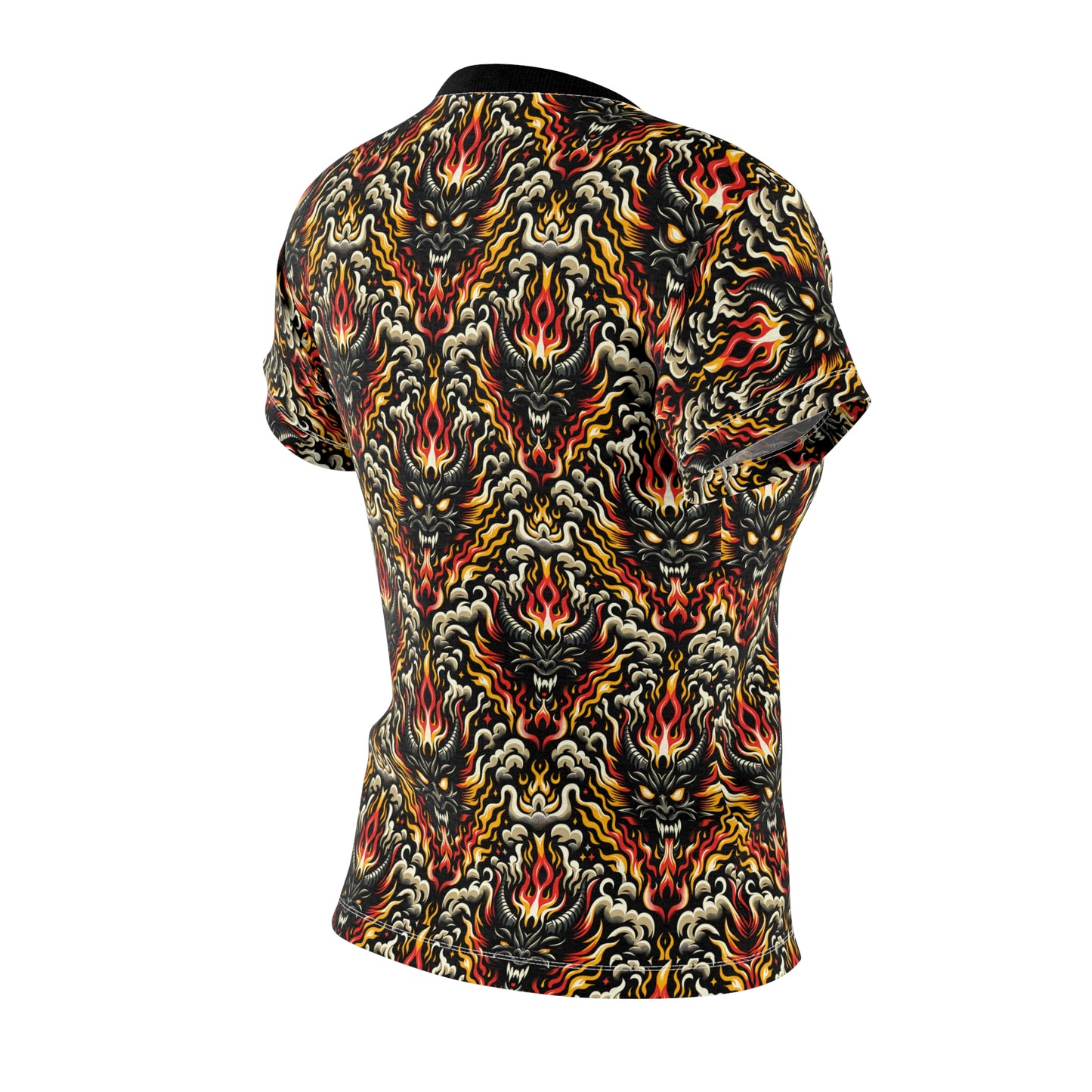 Flame Graphics Maximalist Streetwear Women's Cut & Sew Tee - 8404 Design-59