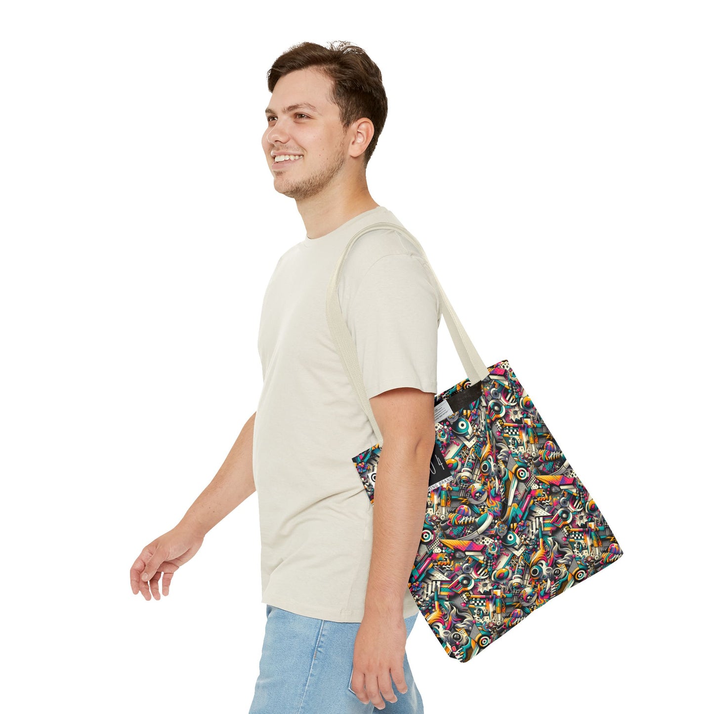 Urban Graffiti Fusion Eclectic Street Art Meets Modern Tech Culture Tote Bag - 8404 Design-55