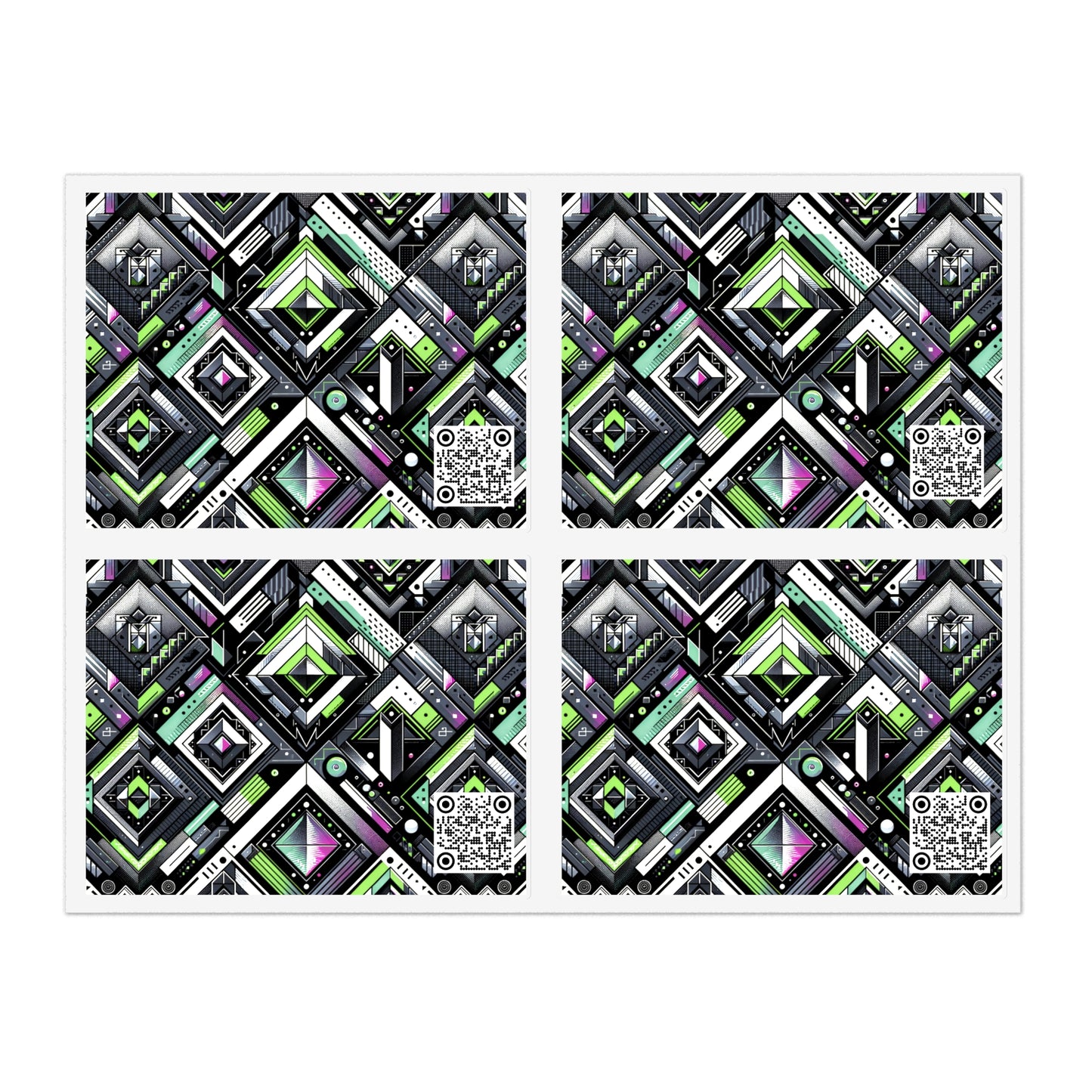 Retro Futurism Graphics Tech-Forward Streetwear Sticker Sheets - 8404 Design-48